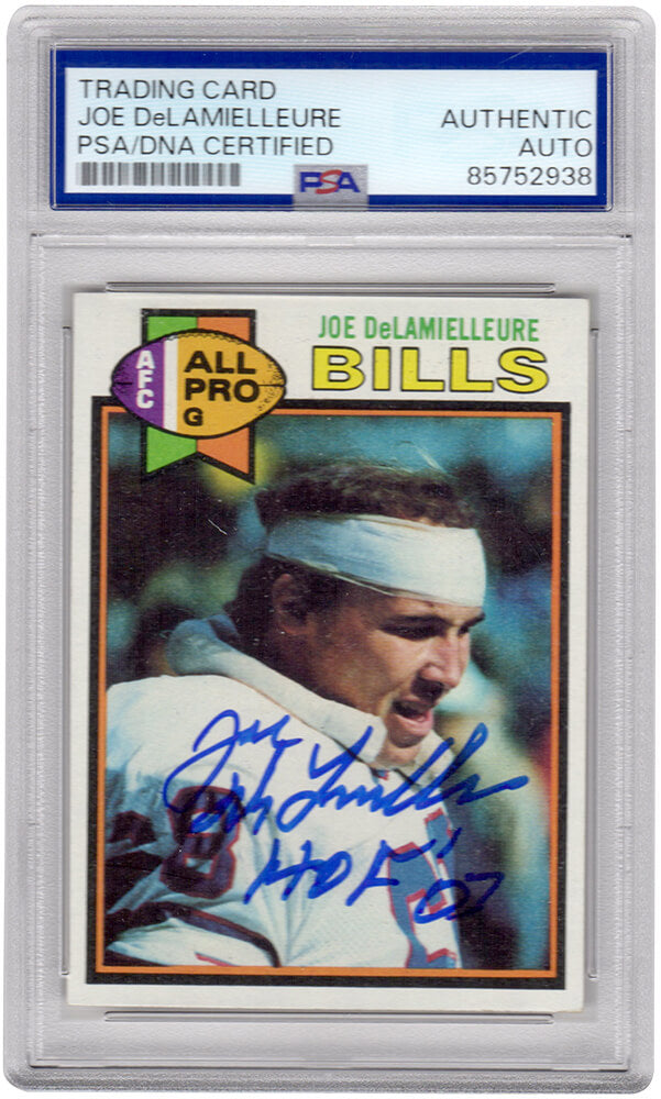 Joe DeLamielleure Autographed Buffalo Bills 1979 Topps Football Card #190 with HOF'03 - (PSA Encapsulated)-Powers Sports Memorabilia