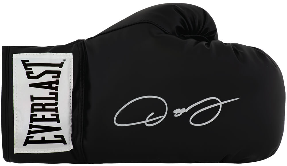 Oscar De La Hoya Autographed Everlast Black Full Size Boxing Glove-Powers Sports Memorabilia