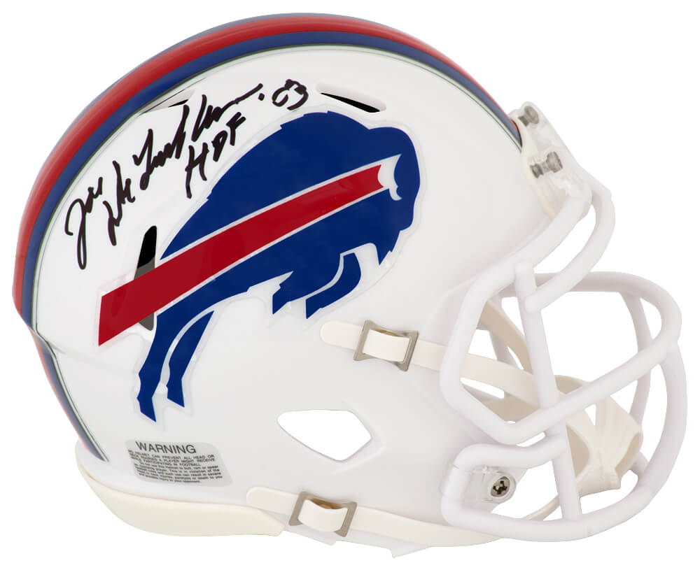 Joe DeLamielleure Buffalo Bills Autographed White Riddell Mini Helmet-Powers Sports Memorabilia