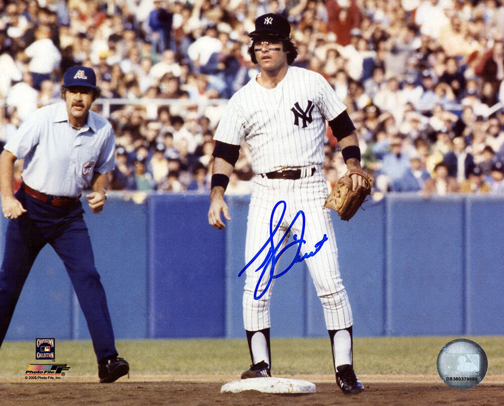 Bucky Dent Autographed New York Yankees Fielding 8x10 Photo-Powers Sports Memorabilia