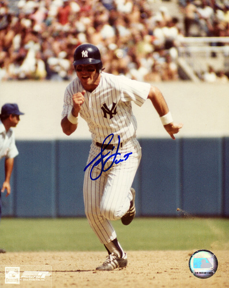 Bucky Dent Autographed New York Yankees Running Bases 8x10 Photo-Powers Sports Memorabilia