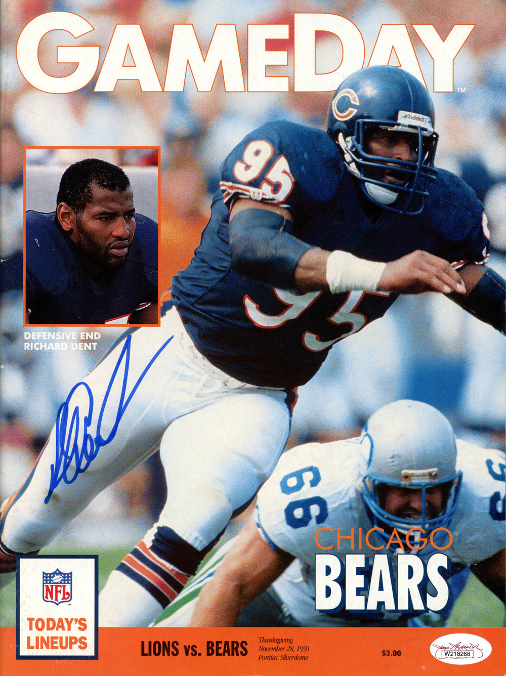 Richard Dent Chicago Bears Signed Magazine - 11/28/1991 Gameday Magazine JSA JSA-Powers Sports Memorabilia