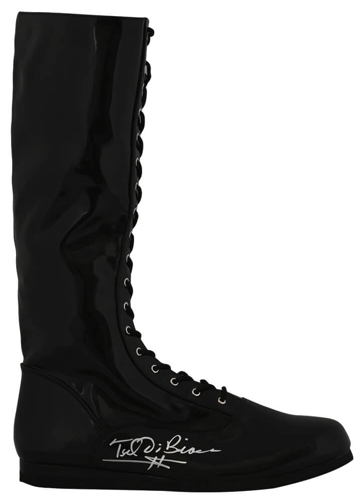 Ted DiBiase Autographed Black Wrestling Costume Boot-Powers Sports Memorabilia