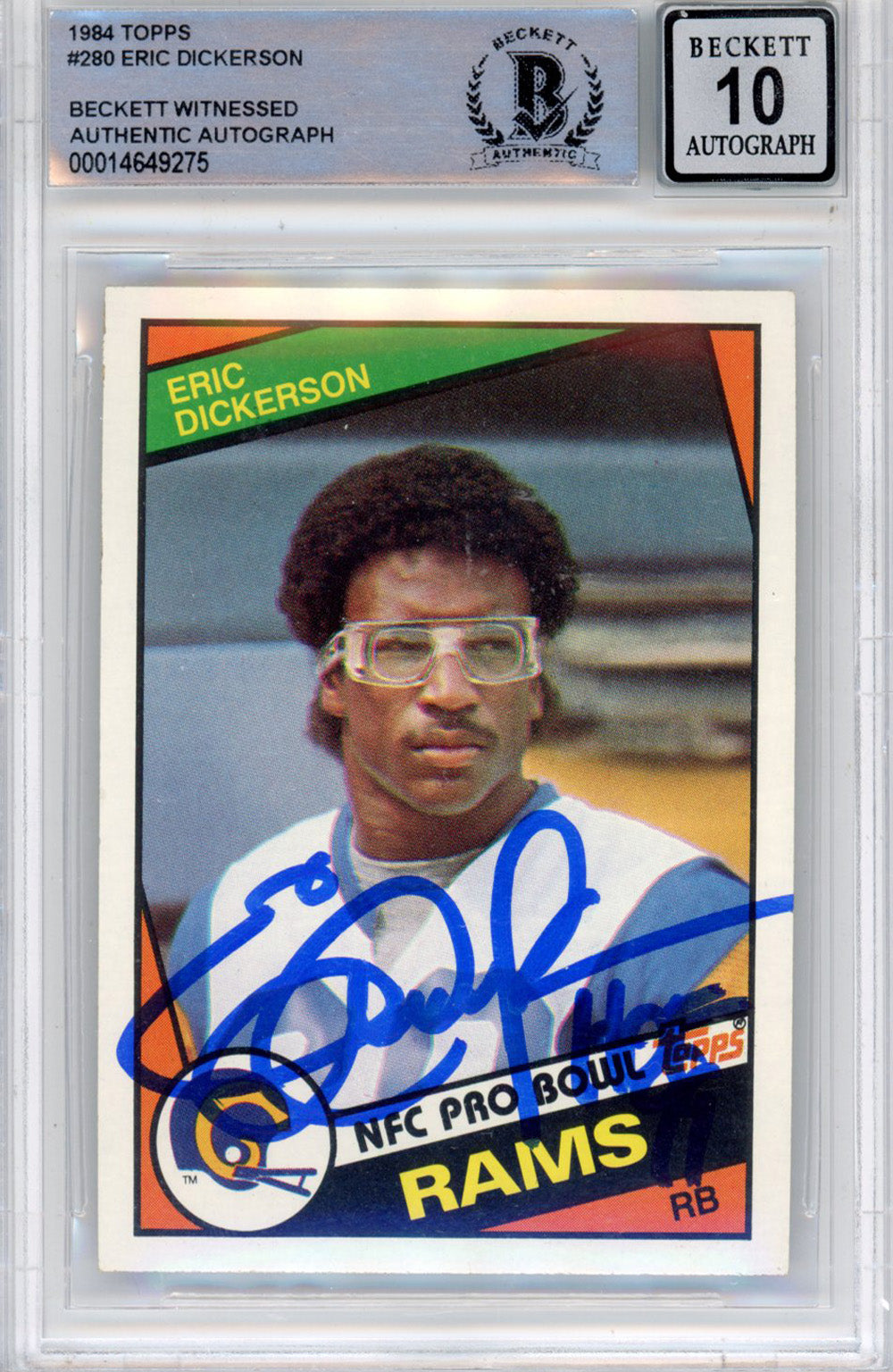Eric Dickerson Los Angeles Rams Signed Card - 1984 Topps #280 HOF Beckett Slab Beckett-Powers Sports Memorabilia