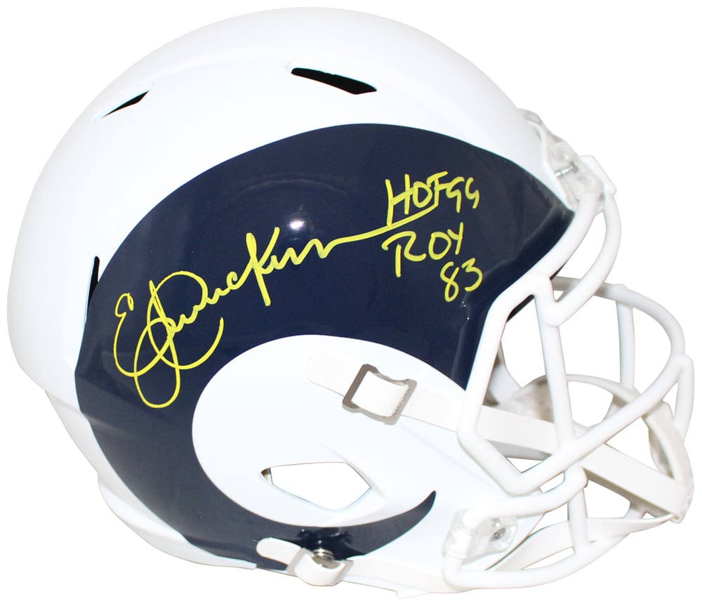 Eric Dickerson Los Angeles Rams F/S AMP Signed Helmet HOF & ROY Beckett-Powers Sports Memorabilia