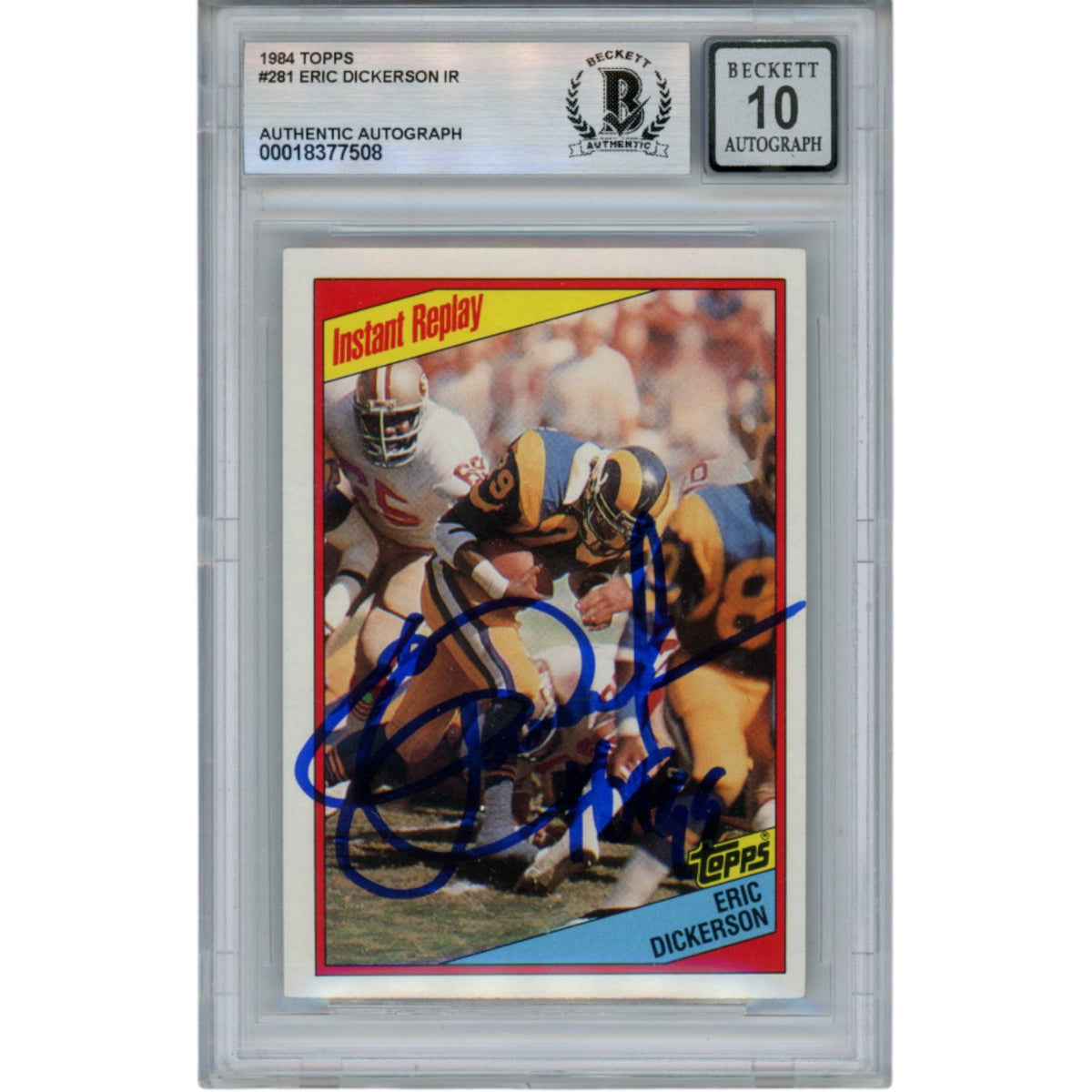 Eric Dickerson Los Angeles Rams Signed Card - 1984 Topps #281 Grade 10 Beckett Beckett-Powers Sports Memorabilia