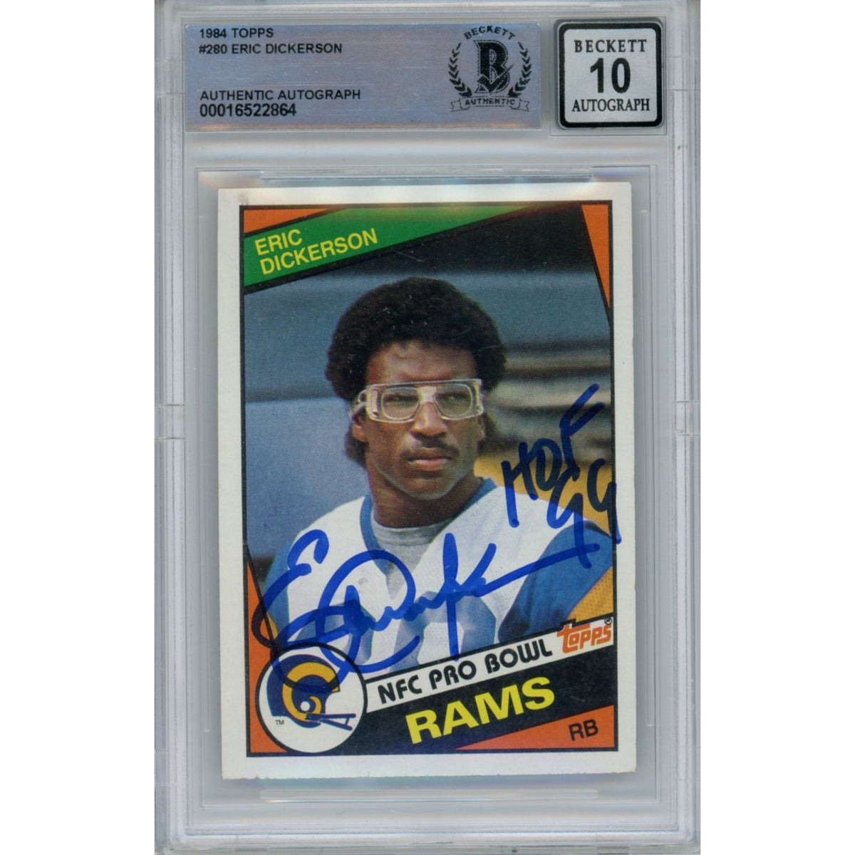Eric Dickerson Los Angeles Rams Signed Card - 1984 Topps 280 HOF 10 Grade Beckett Beckett-Powers Sports Memorabilia