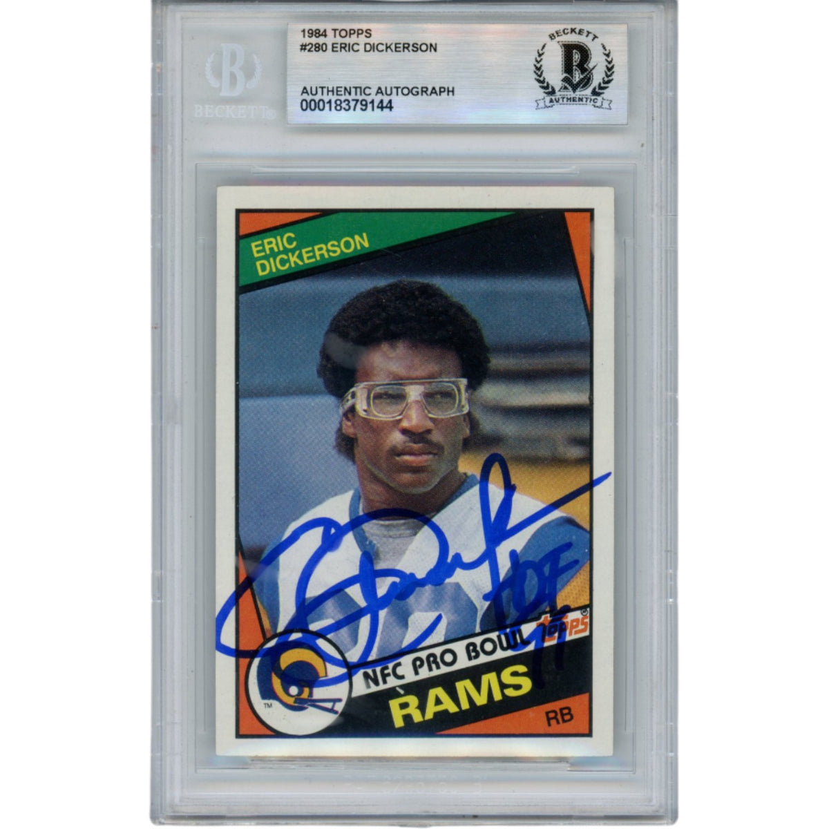 Eric Dickerson Los Angeles Rams Signed Card - 1984 Topps #280 Beckett Beckett-Powers Sports Memorabilia