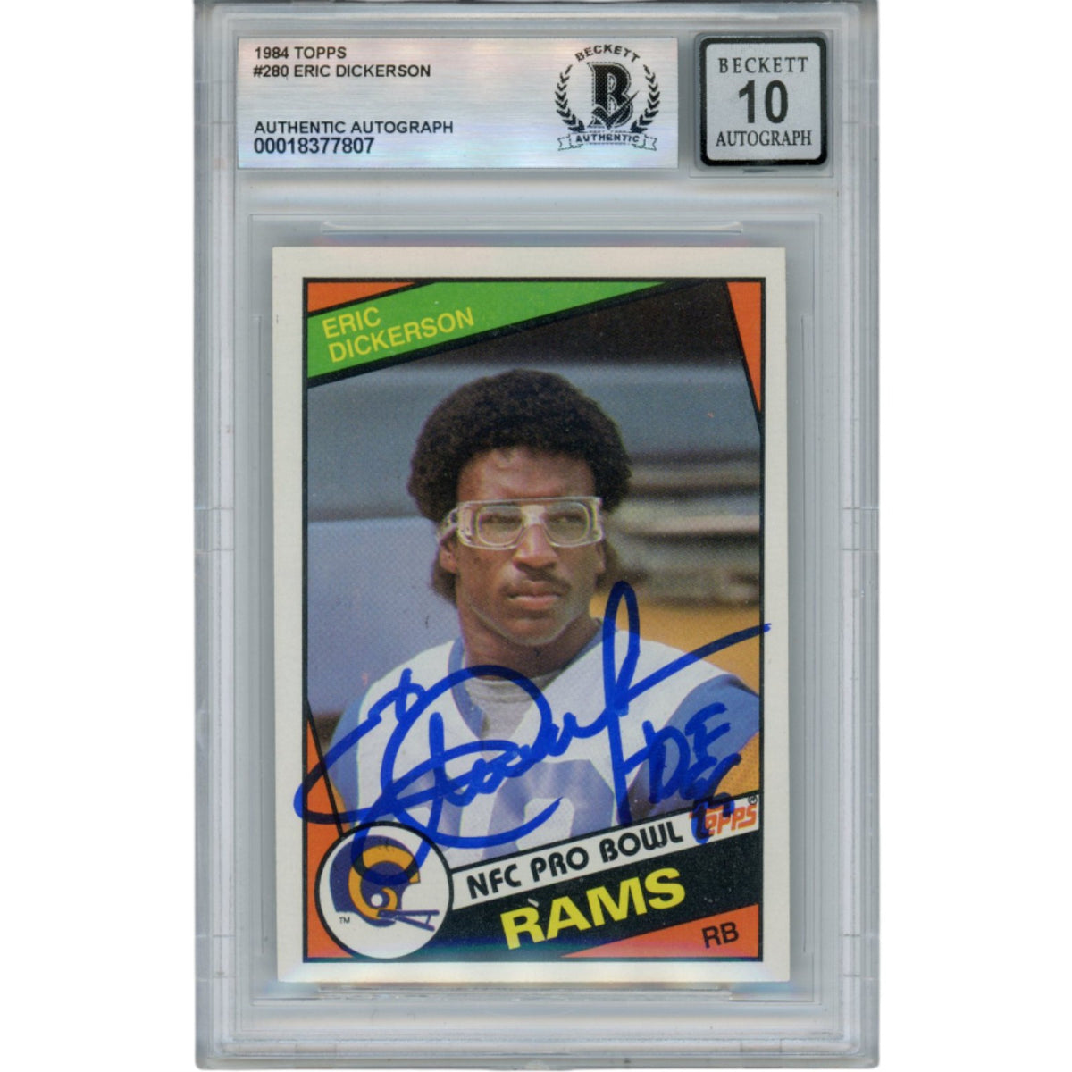 Eric Dickerson Los Angeles Rams Signed Card - 1984 Topps #280 Grade 10 Beckett Beckett-Powers Sports Memorabilia