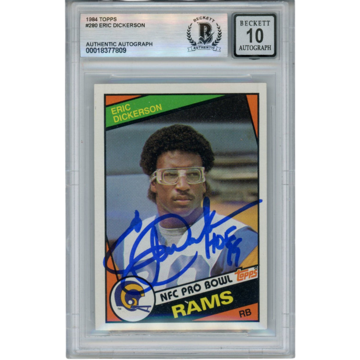 Eric Dickerson Los Angeles Rams Signed Card - 1985 Topps #280 Grade 10 Beckett Beckett-Powers Sports Memorabilia