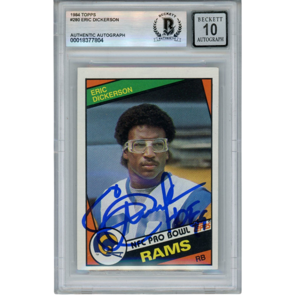 Eric Dickerson Los Angeles Rams Signed Card - 1984 Topps #280 Grade 10 Beckett Beckett - 52994-Powers Sports Memorabilia