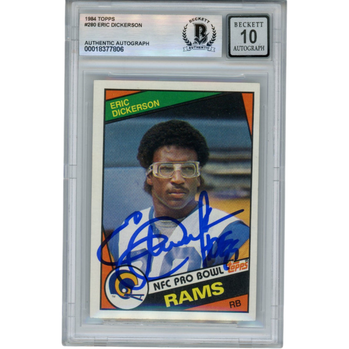 Eric Dickerson Los Angeles Rams Signed Card - 1984 Topps #280 Grade 10 Beckett Beckett - 52949-Powers Sports Memorabilia