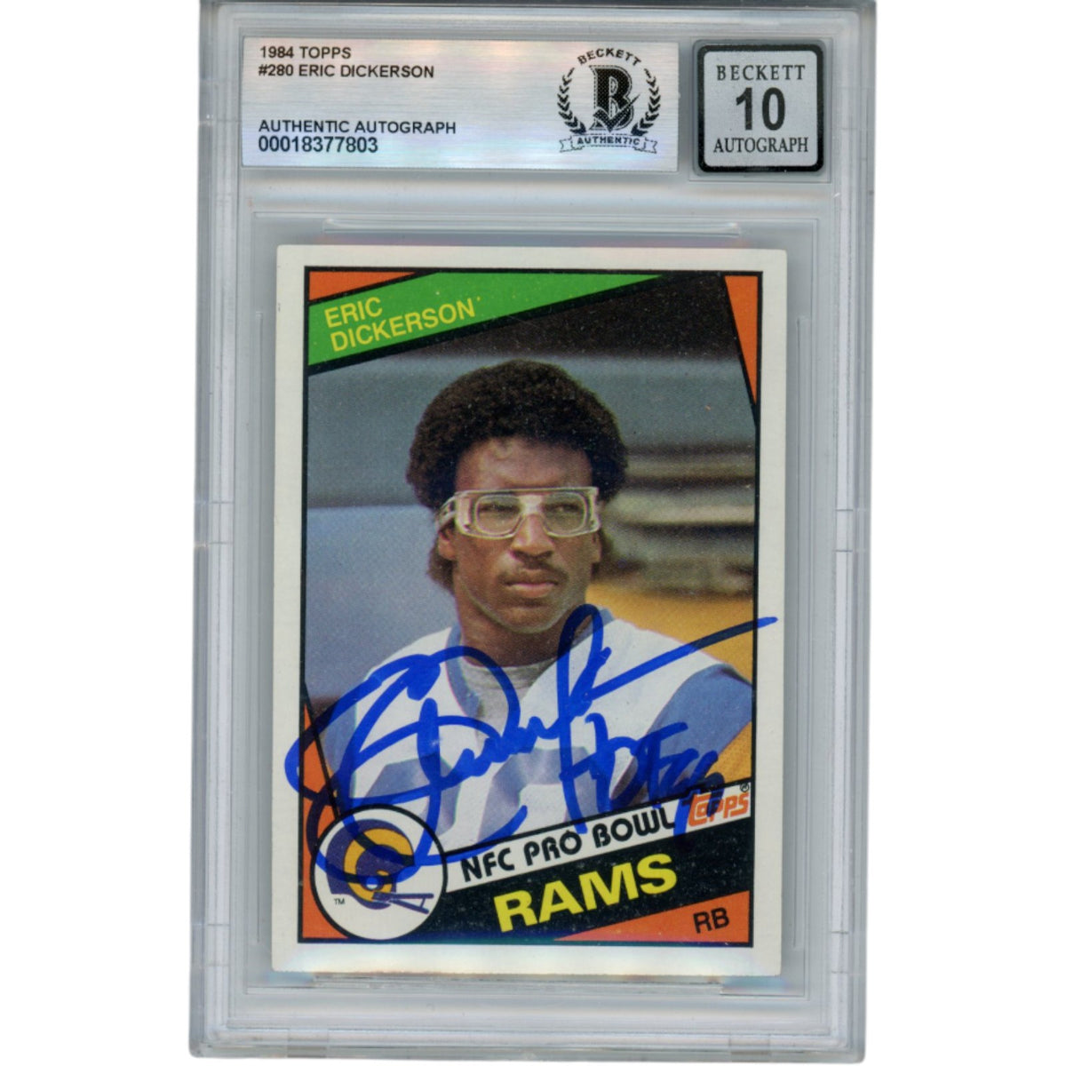 Eric Dickerson Los Angeles Rams Signed Card - 1984 Topps #280 Grade 10 Beckett Beckett - 52973-Powers Sports Memorabilia