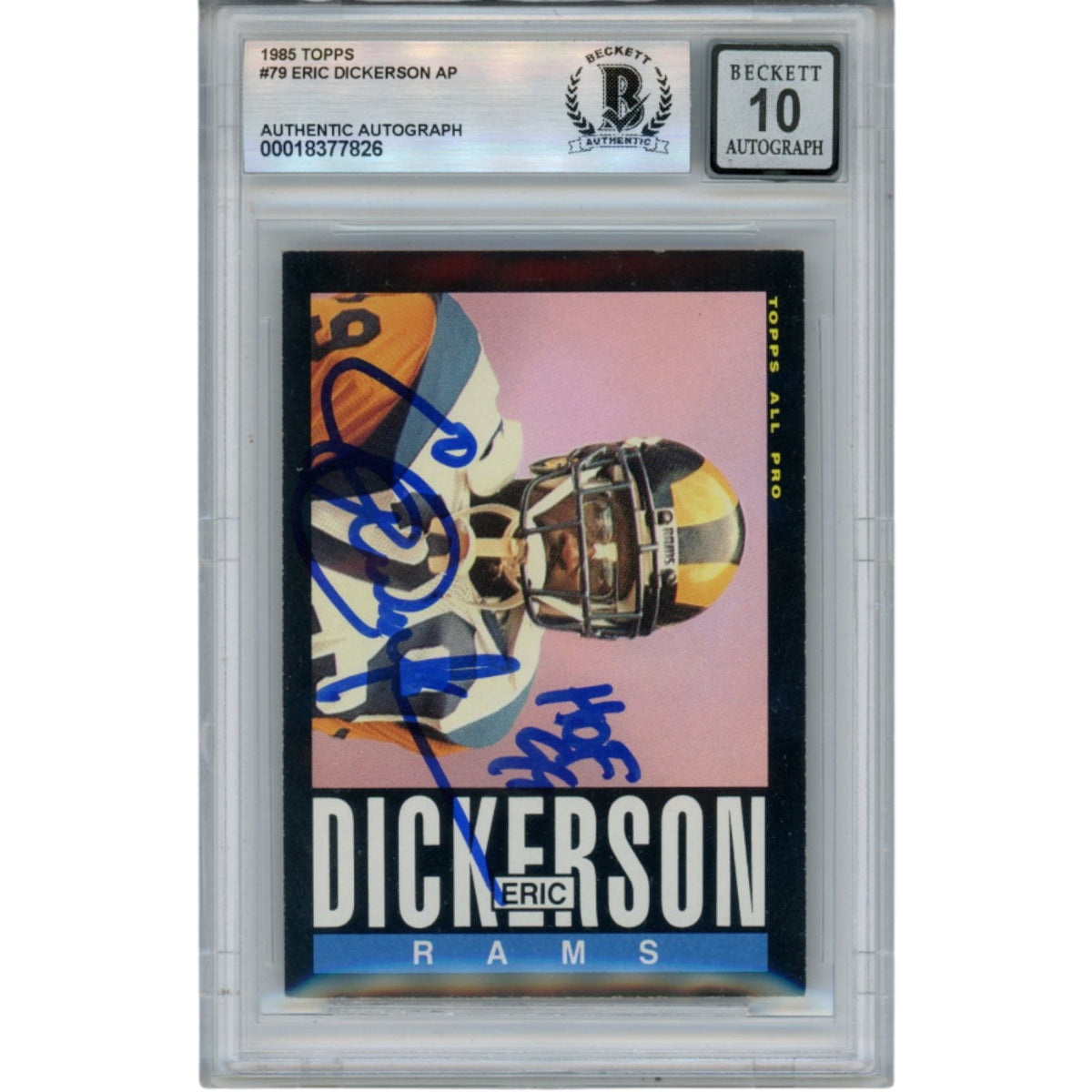 Eric Dickerson Signed 1985 Topps #79 Trading Card – Beckett Authenticated-Powers Sports Memorabilia