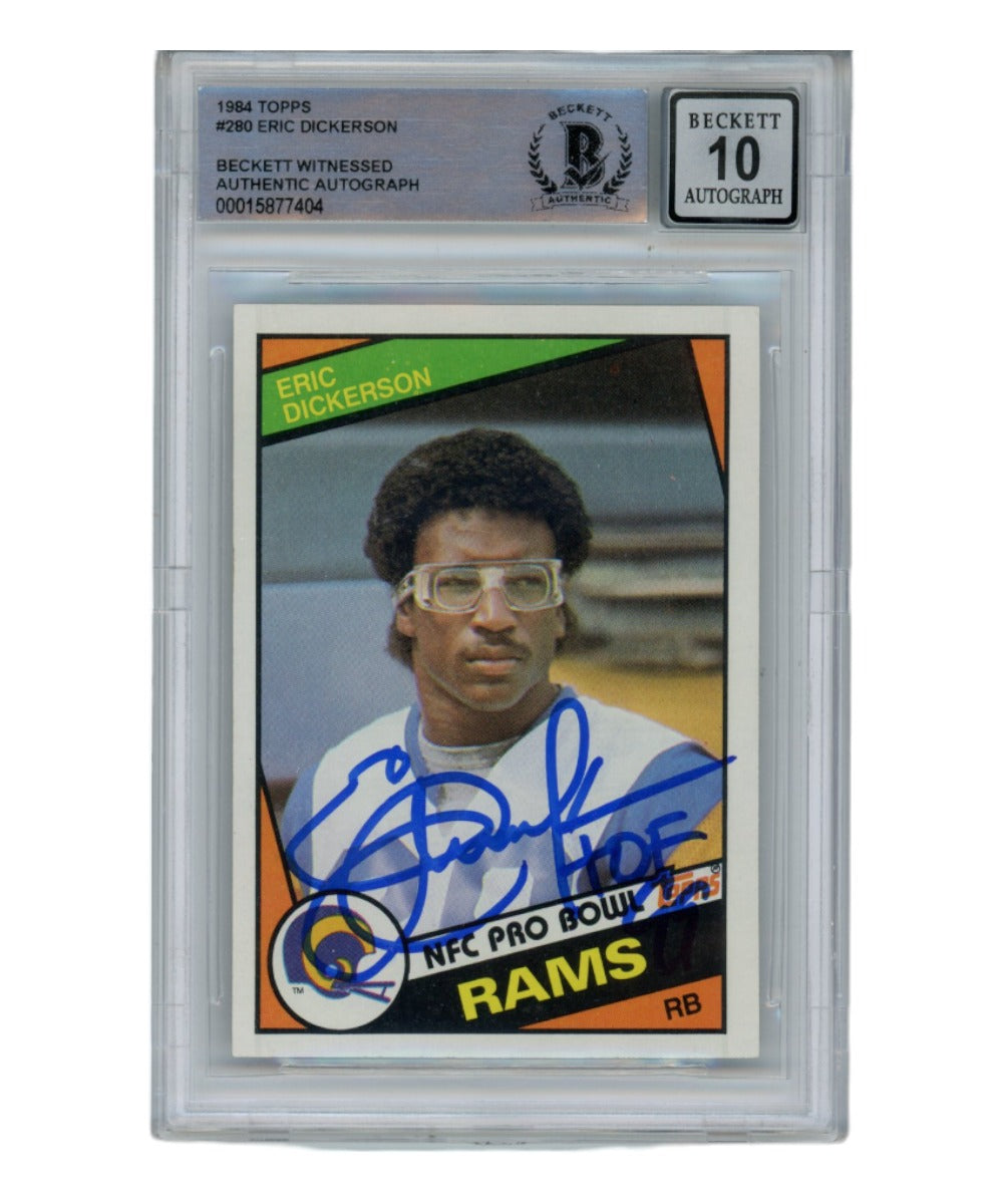 Eric Dickerson Los Angeles Rams Signed Card - 1984 Topps #280 Auto 10 Beckett Beckett-Powers Sports Memorabilia