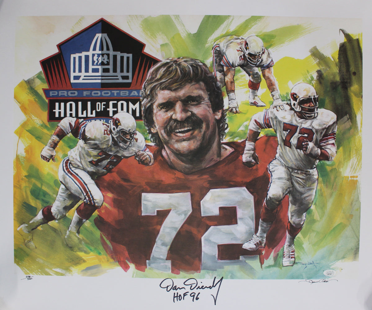 Dan Dierdorf Arizona Cardinals Signed Mini Helmet - Hall Of Fame LE 24x36 Print JSA JSA - 36634-Powers Sports Memorabilia