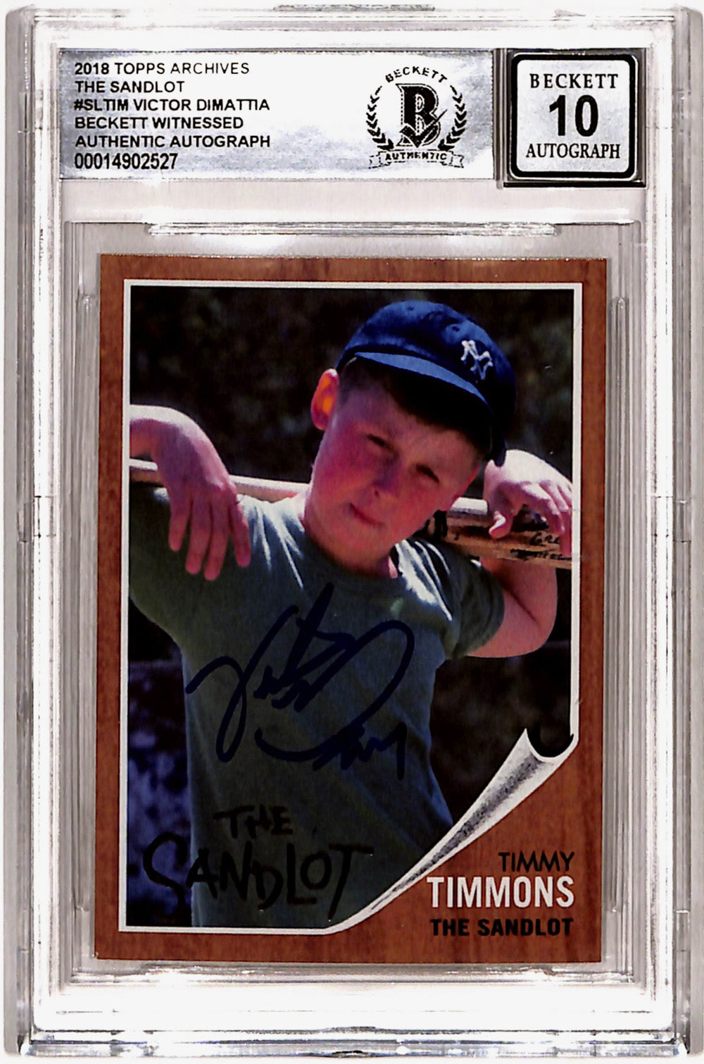 Victor DiMattia 2018 Topps Archives "Sandlot" Trading Signed Card BAS 10 Slab-Powers Sports Memorabilia
