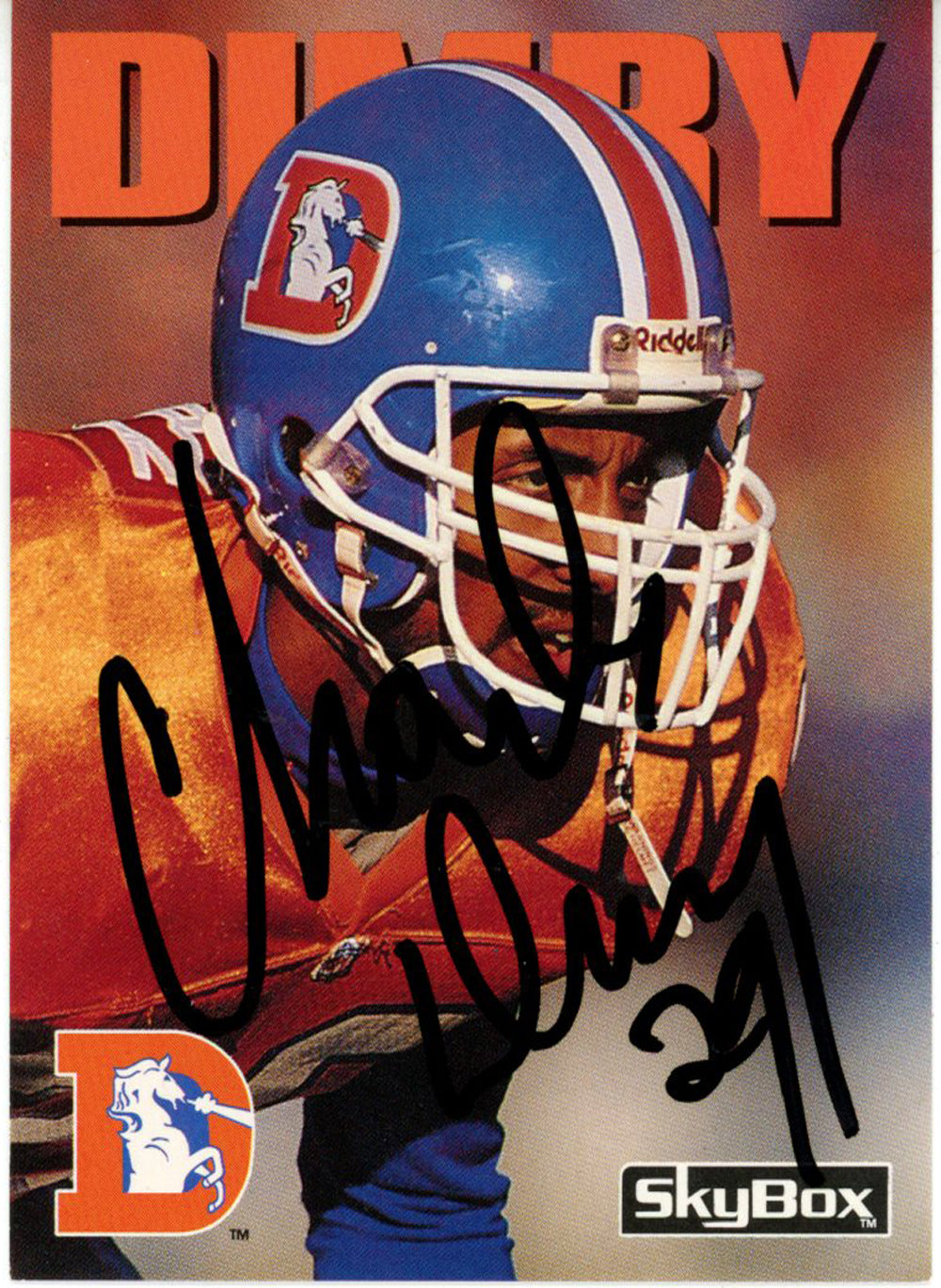 Charles Dimry Denver Broncos Signed Card - 1992 Skybox #247 Beckett Beckett-Powers Sports Memorabilia