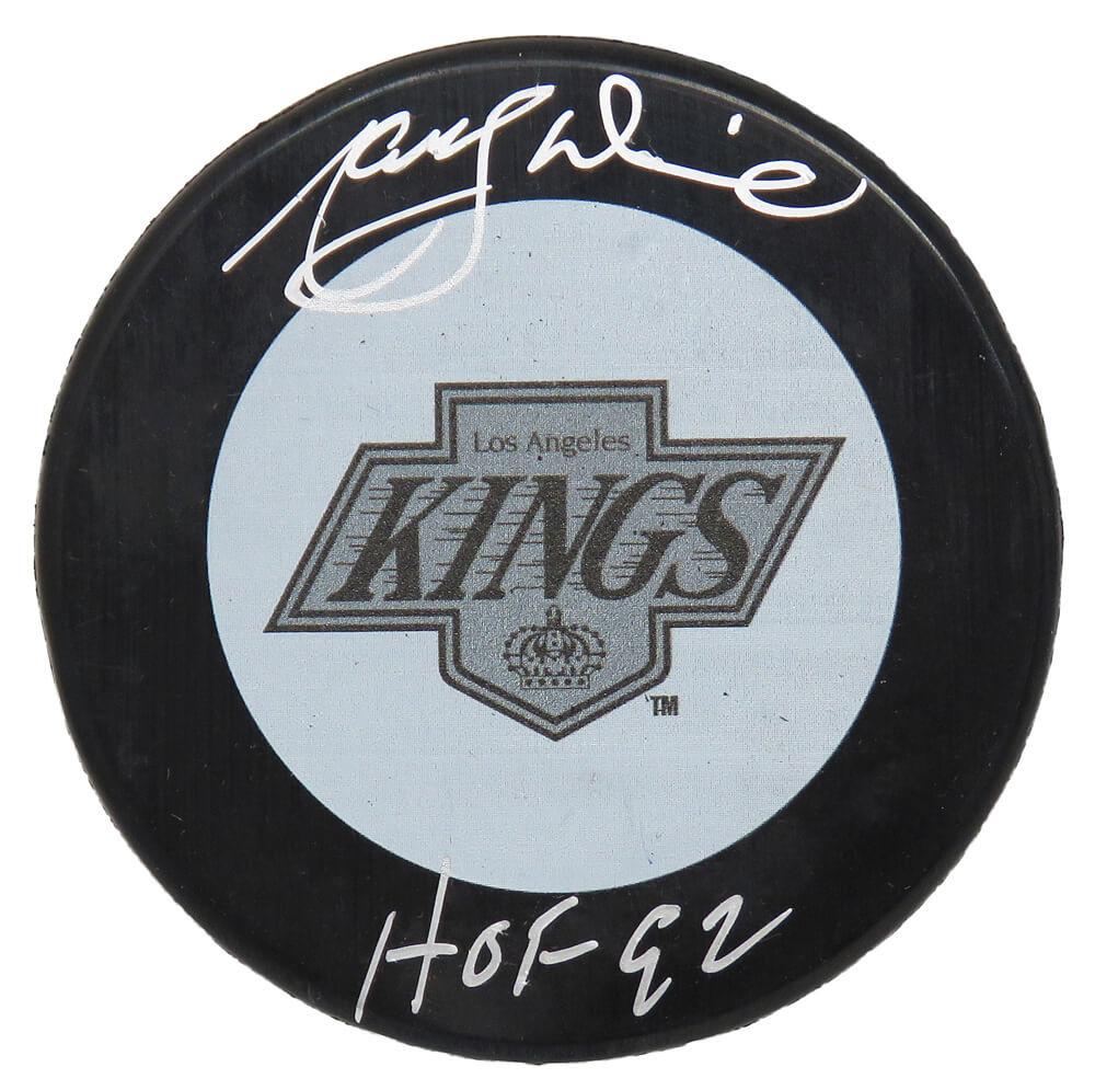 Marcel Dionne Autographed Los Angeles Kings 1980's Style Logo Hockey Puck with HOF'92-Powers Sports Memorabilia