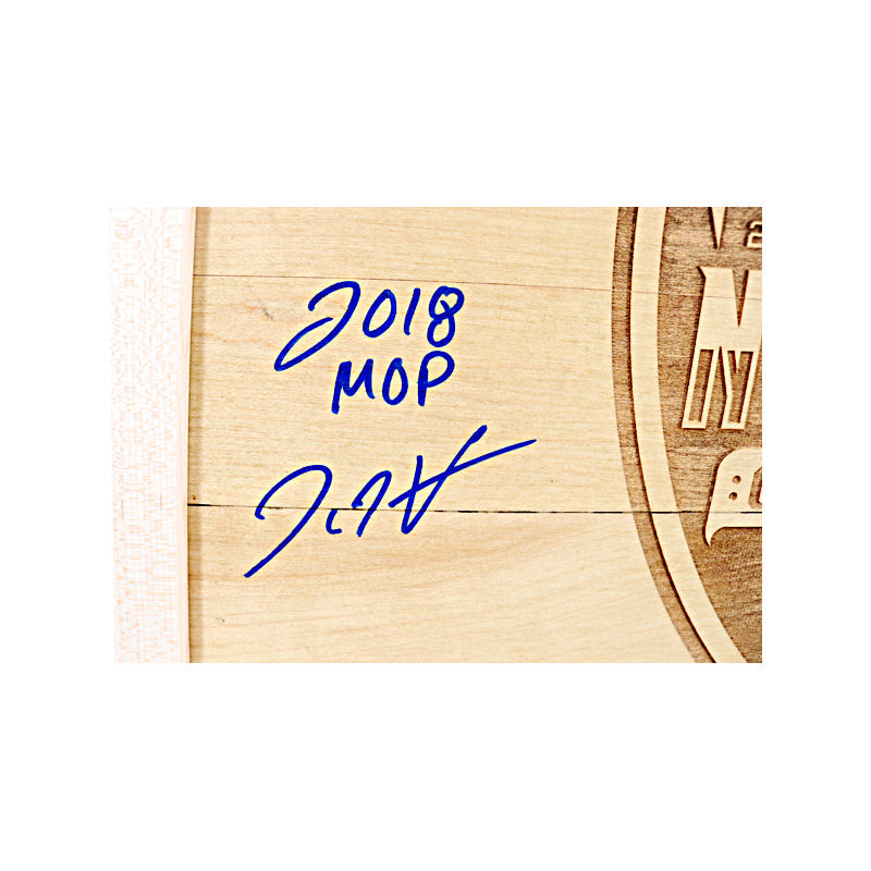 Donte DiVincenzo/Jay Wright Villanova University Dual Signed and Inscribed "2018 MOP" "Go Cats" 12"x15" Authentic Piece of Engraved 2018 Final Four Court-Powers Sports Memorabilia