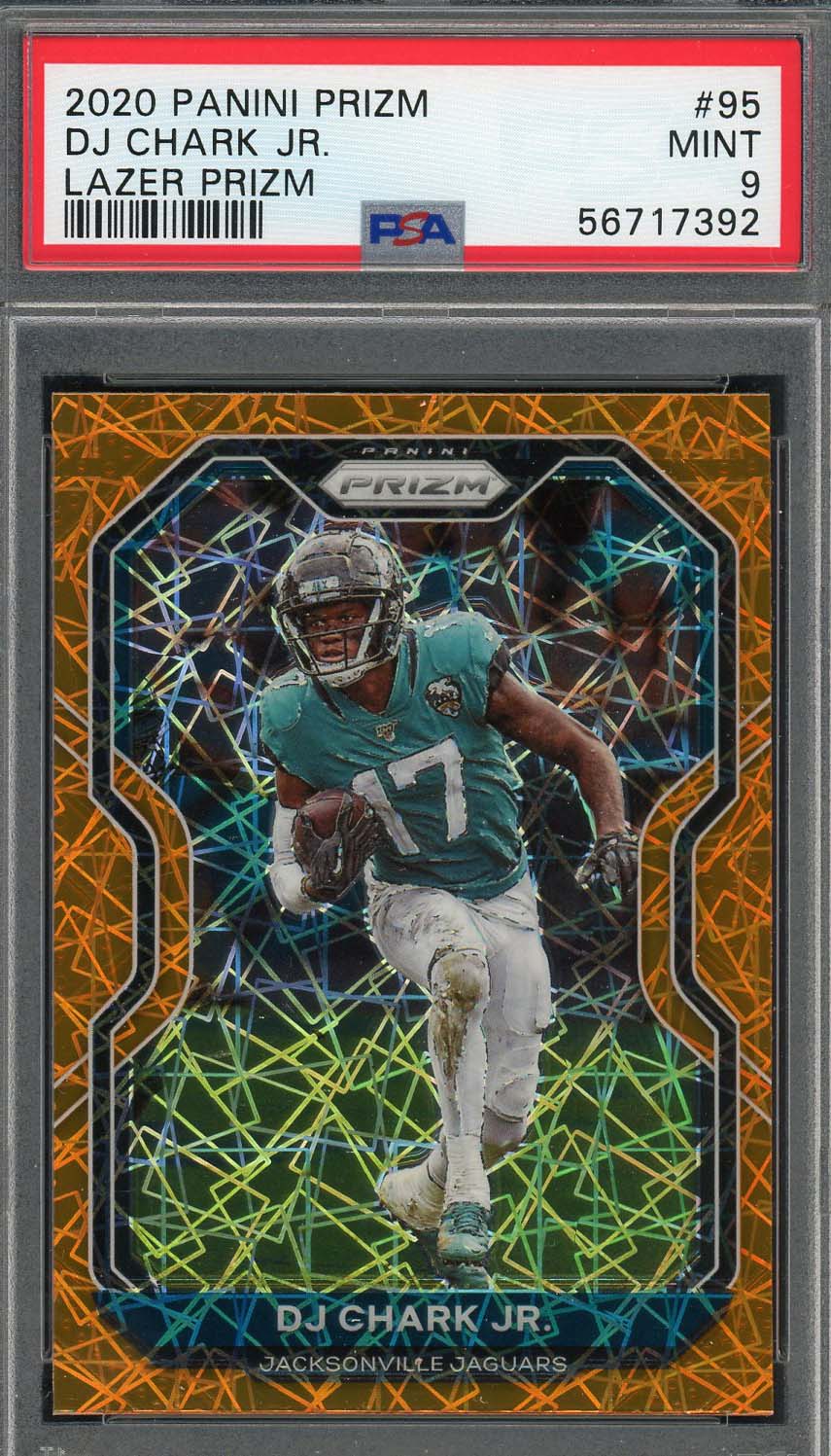 DJ Chark Jr 2020 Panini Prizm Lazer Football Card #95 Graded PSA 9-Powers Sports Memorabilia
