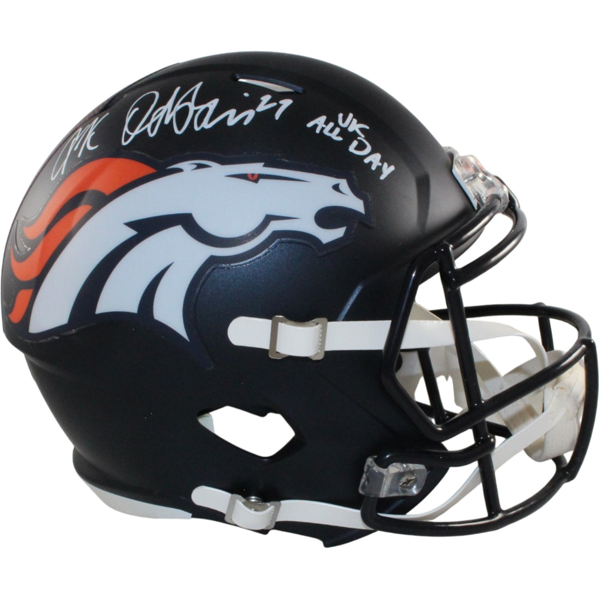 JK Dobbins Autogrraphed/ Denver Broncos F/S Signed Helmet JK ALL DAY-Powers Sports Memorabilia