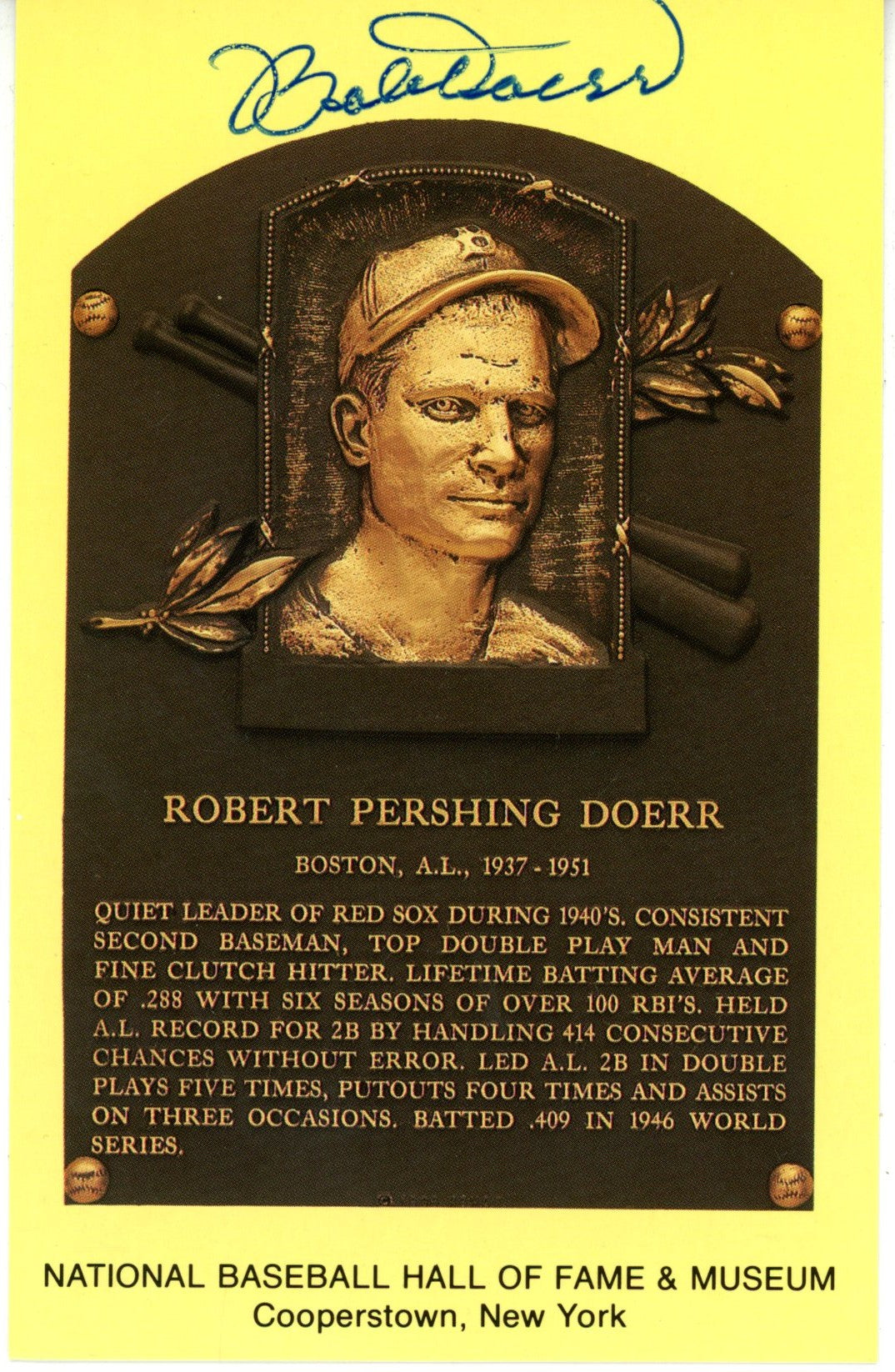 Bobby Doerr Boston Red Sox Signed Mini Helmet - HOF Postcard Beckett Beckett-Powers Sports Memorabilia