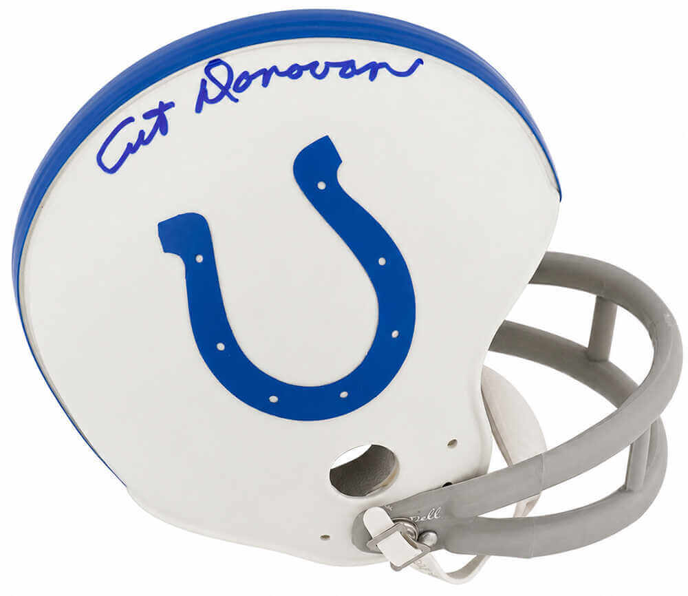 Art Donovan Autographed Colts Throwback 2-Bar Riddell (VSR4) Mini Helmet-Powers Sports Memorabilia