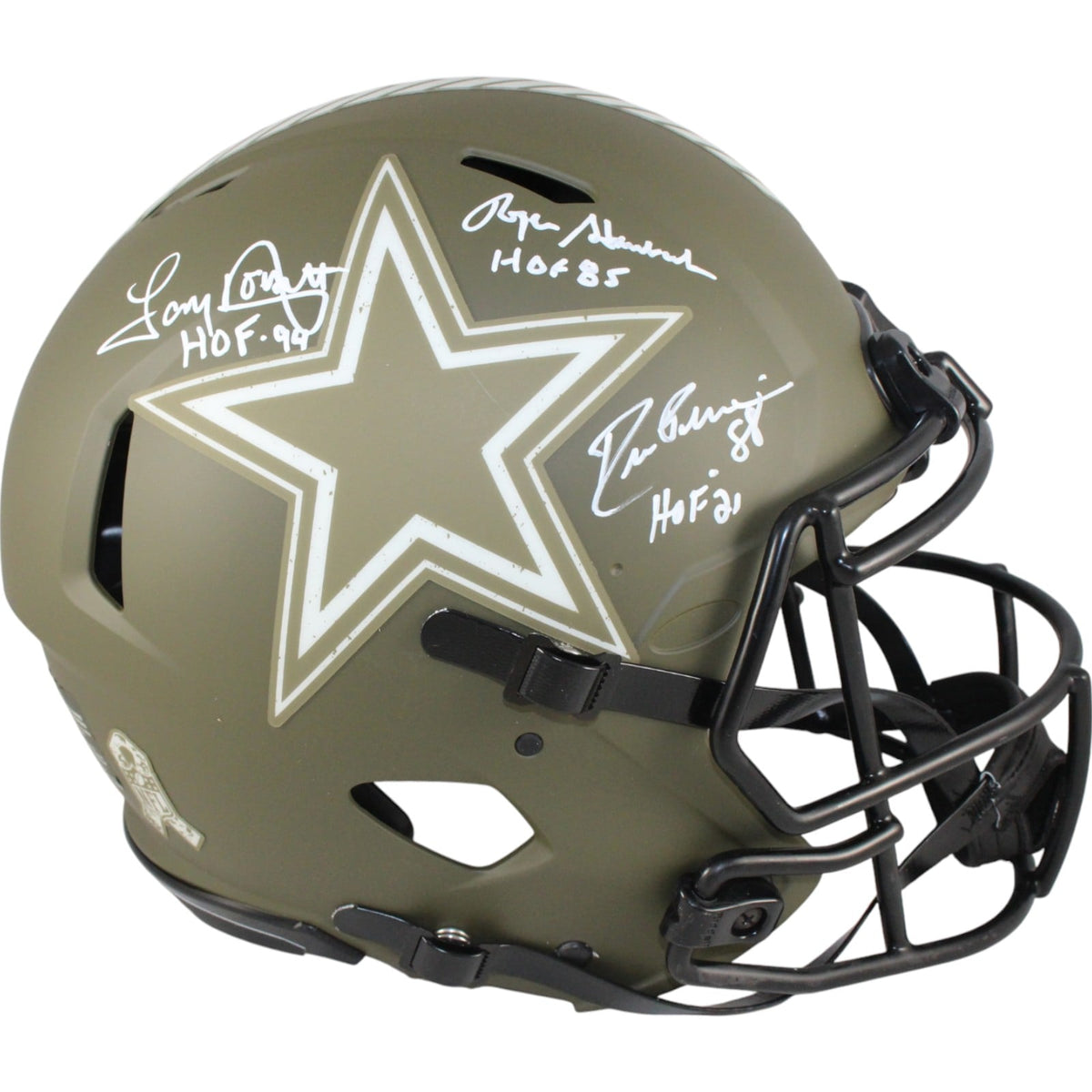 Pearson/Staubach/Dorsett Signed Dallas Cowboys 22 STS Pro Helmet HOF – Beckett Authenticated-Powers Sports Memorabilia