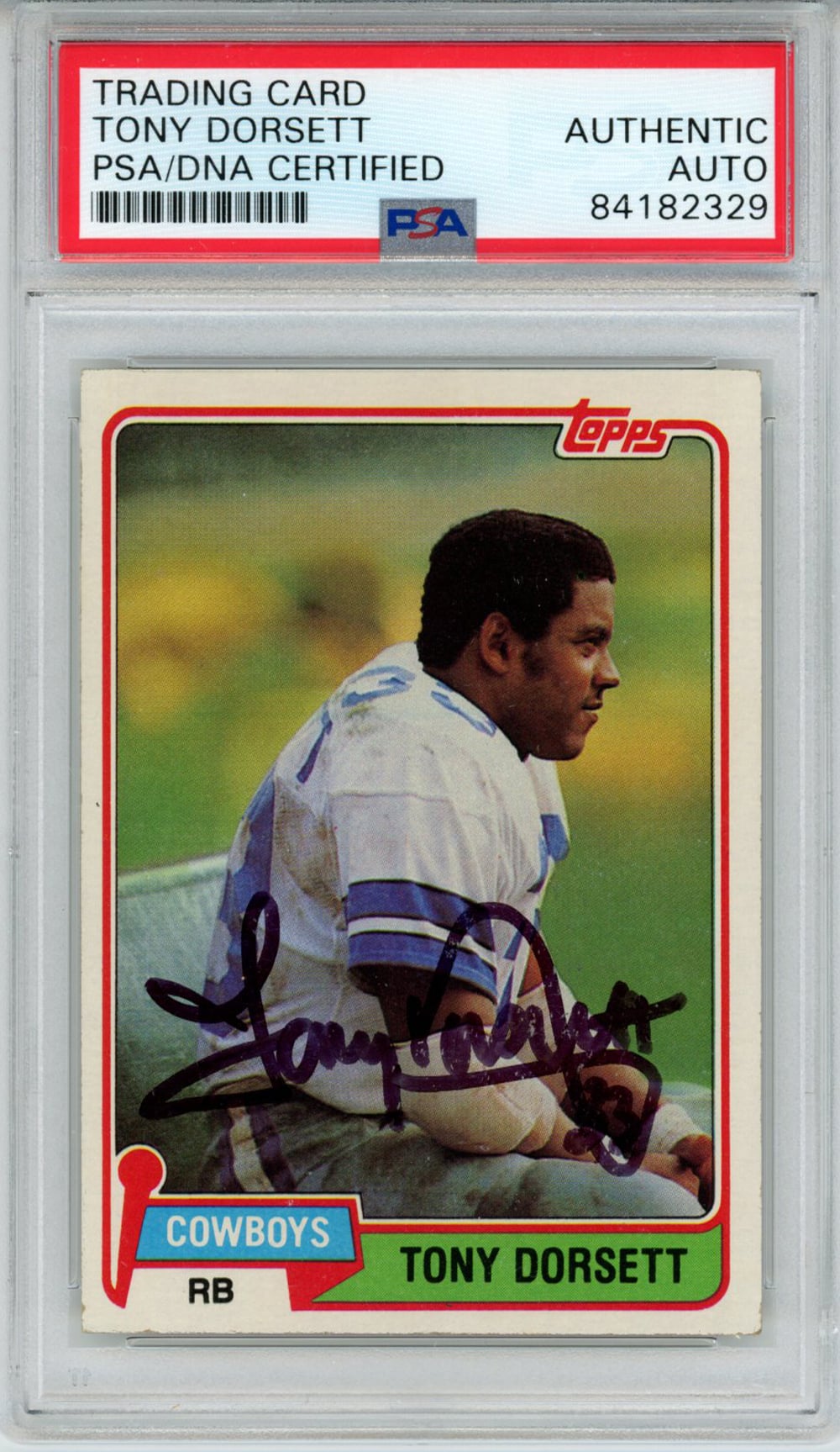 Tony Dorsett Dallas Cowboys Signed Card - Cowboys 1981 Topps #500 PSA Slab PSA-Powers Sports Memorabilia