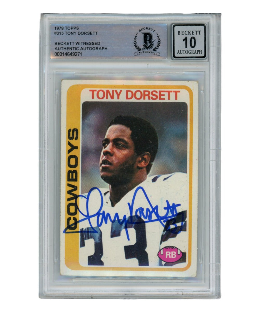 Tony Dorsett Dallas Cowboys Signed Card - 11/6/1977 ROY Ticket Stub Beckett Beckett-Powers Sports Memorabilia