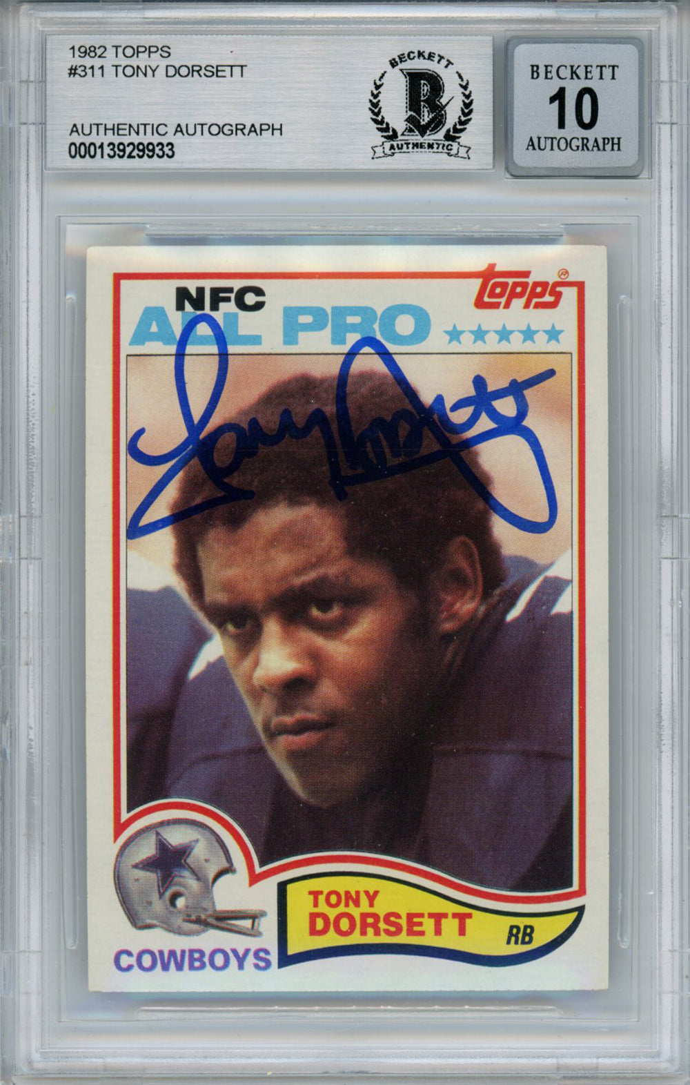 Tony Dorsett Dallas Cowboys Signed Card - 1982 Topps #311 Beckett Slab Beckett-Powers Sports Memorabilia