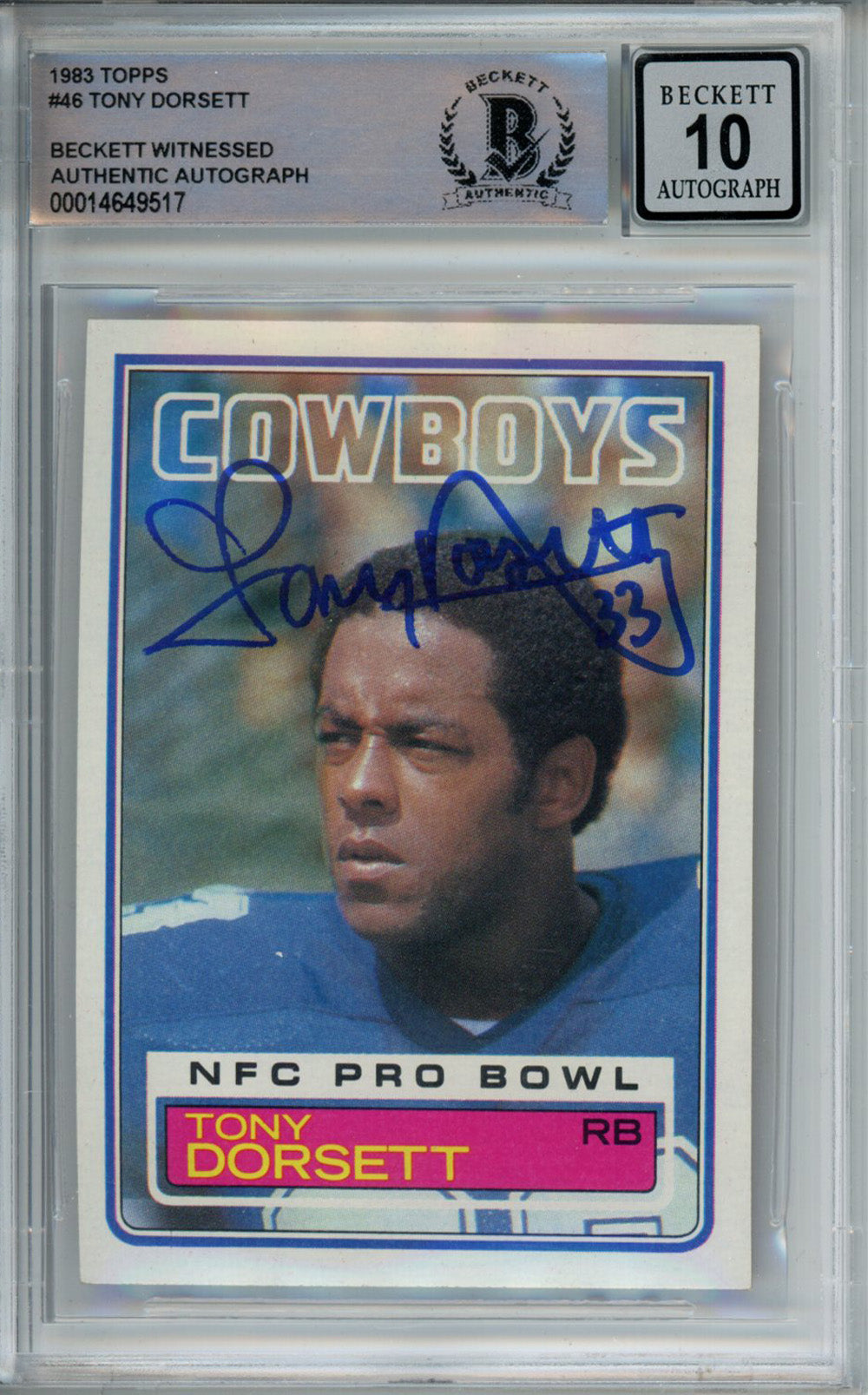 Tony Dorsett 1983 Topps #46 Trading Signed Card-Powers Sports Memorabilia