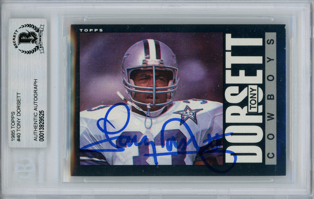 Tony Dorsett Dallas Cowboys Signed Card - 1985 Topps #40 Beckett Slab Beckett - 34026-Powers Sports Memorabilia