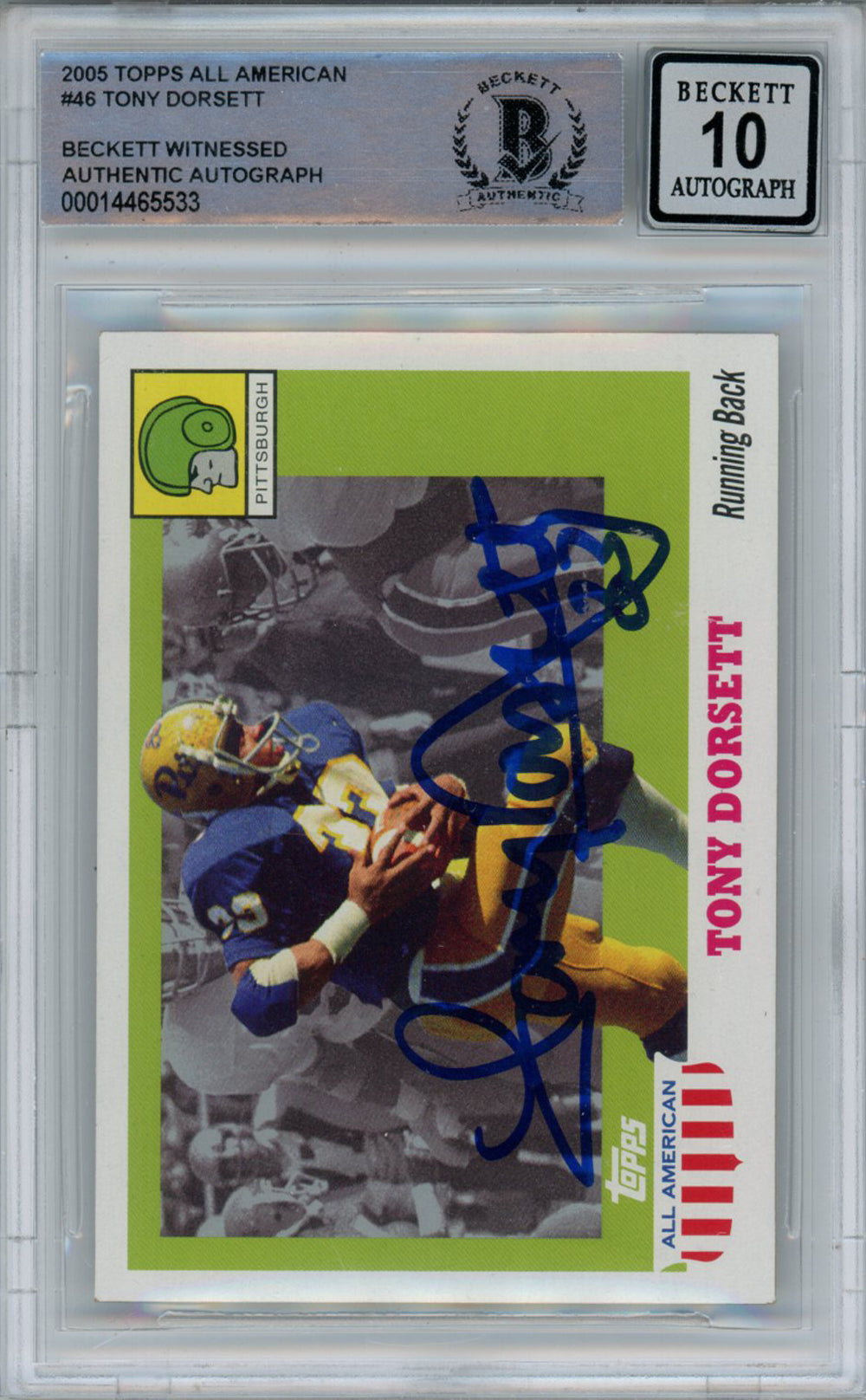 Tony Dorsett 2005 Topps All American Trading Signed Card Beckett 10 Slab Beckett-Powers Sports Memorabilia