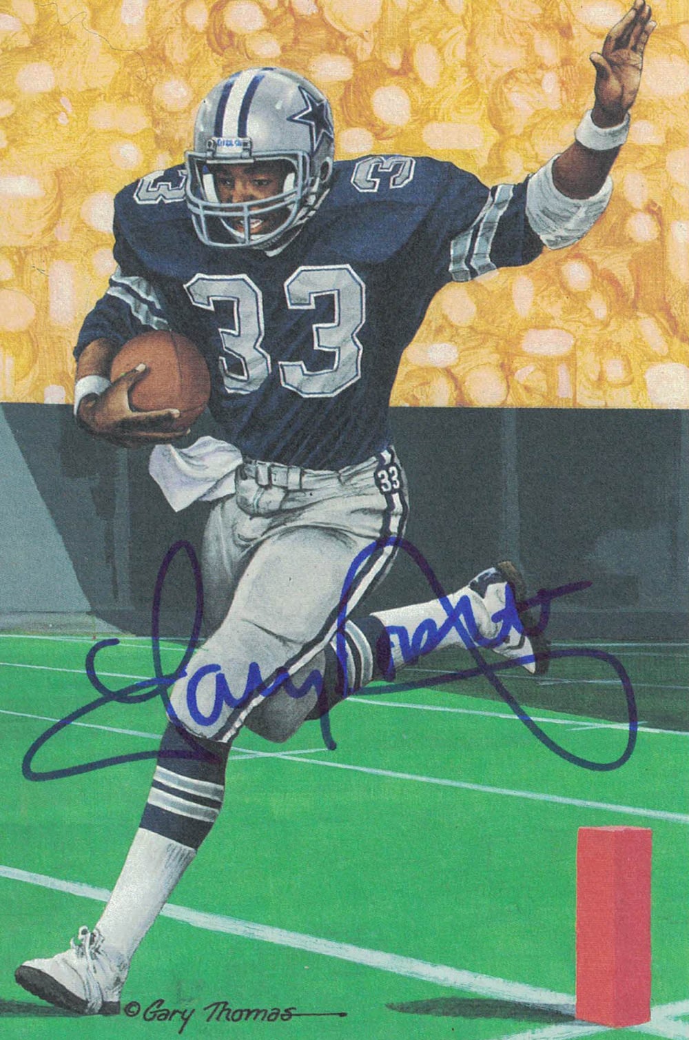 Tony Dorsett Dallas Cowboys Signed Golf Ball - Goal Line Art Blue-Powers Sports Memorabilia