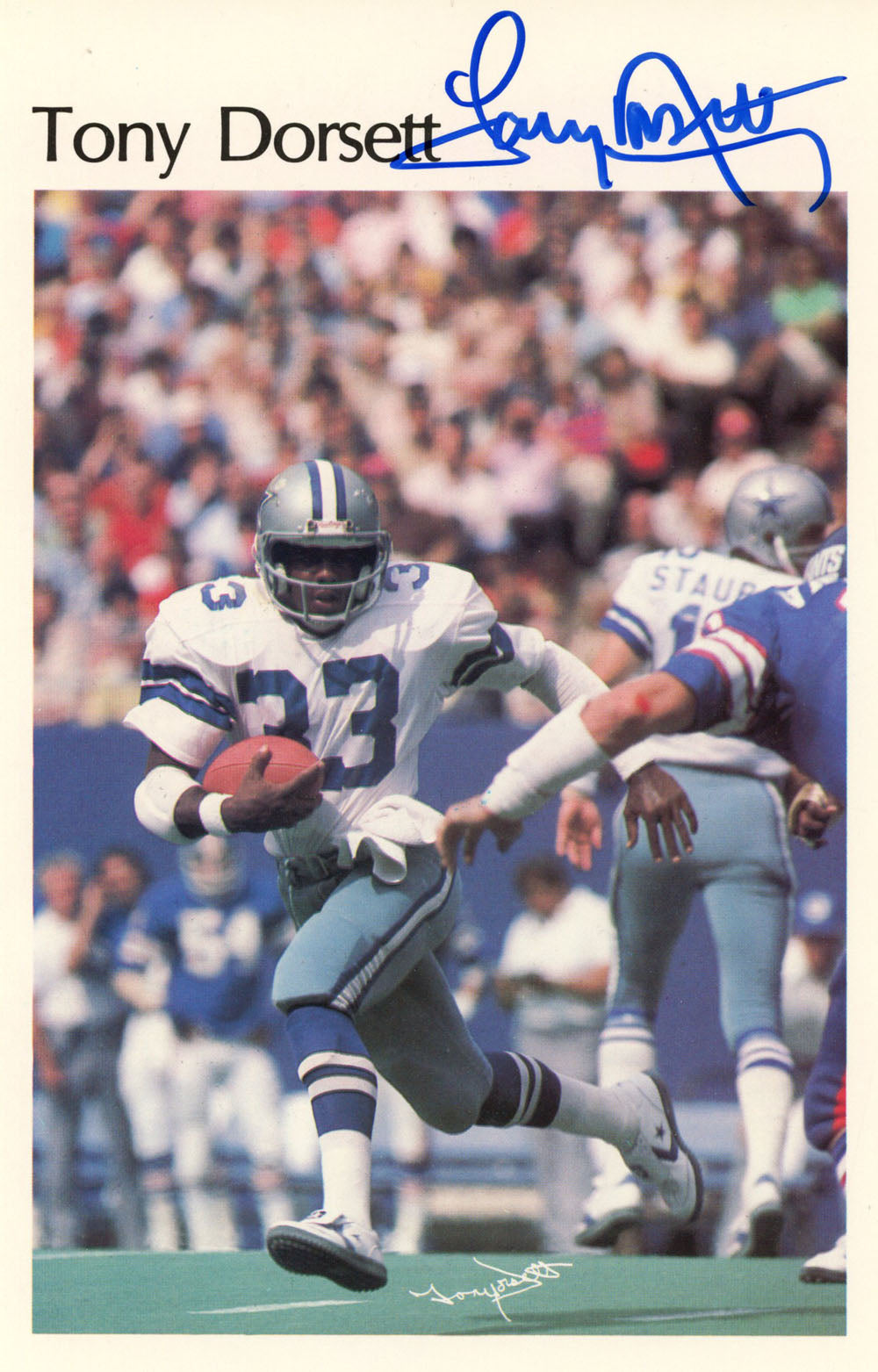 Tony Dorsett Dallas Cowboys Signed Poster - Mini Poster 24/50 Beckett Beckett-Powers Sports Memorabilia