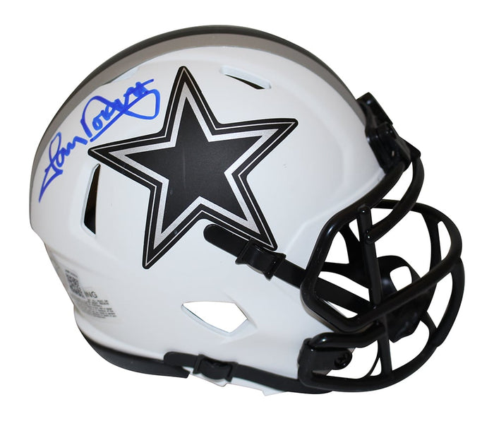 Tony Dorsett Signed Dallas Cowboys Lunar Mini Helmet – Beckett Authenticated-Powers Sports Memorabilia