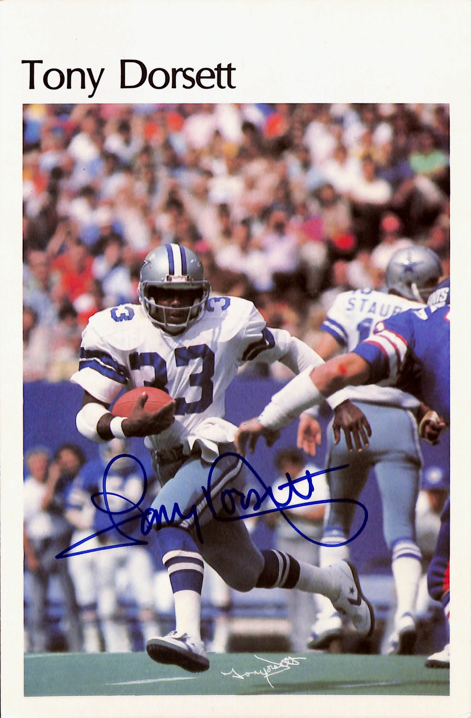 Tony Dorsett Dallas Cowboys '81 Marketcom Signed Poster Beckett-Powers Sports Memorabilia