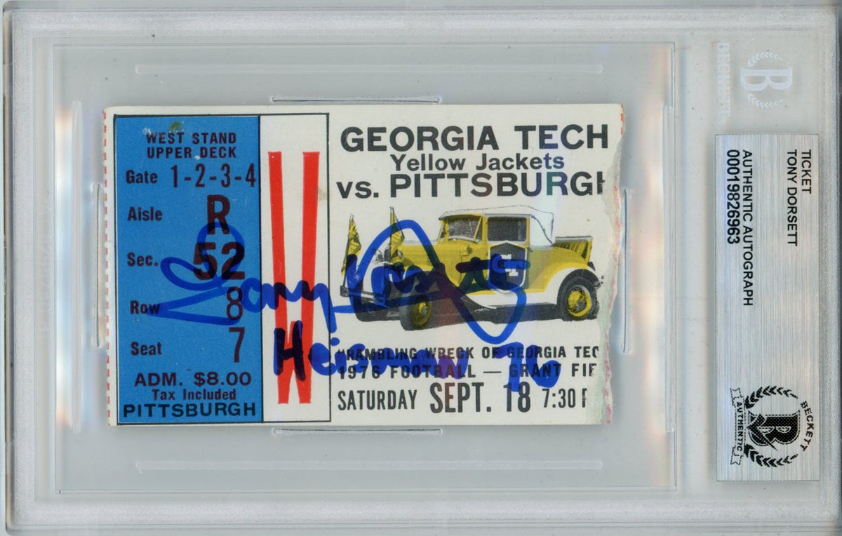 Tony Dorsett Pittsburgh Panthers Signed Card - 1976 Heisman Ticket Slab Beckett Beckett - 57051-Powers Sports Memorabilia