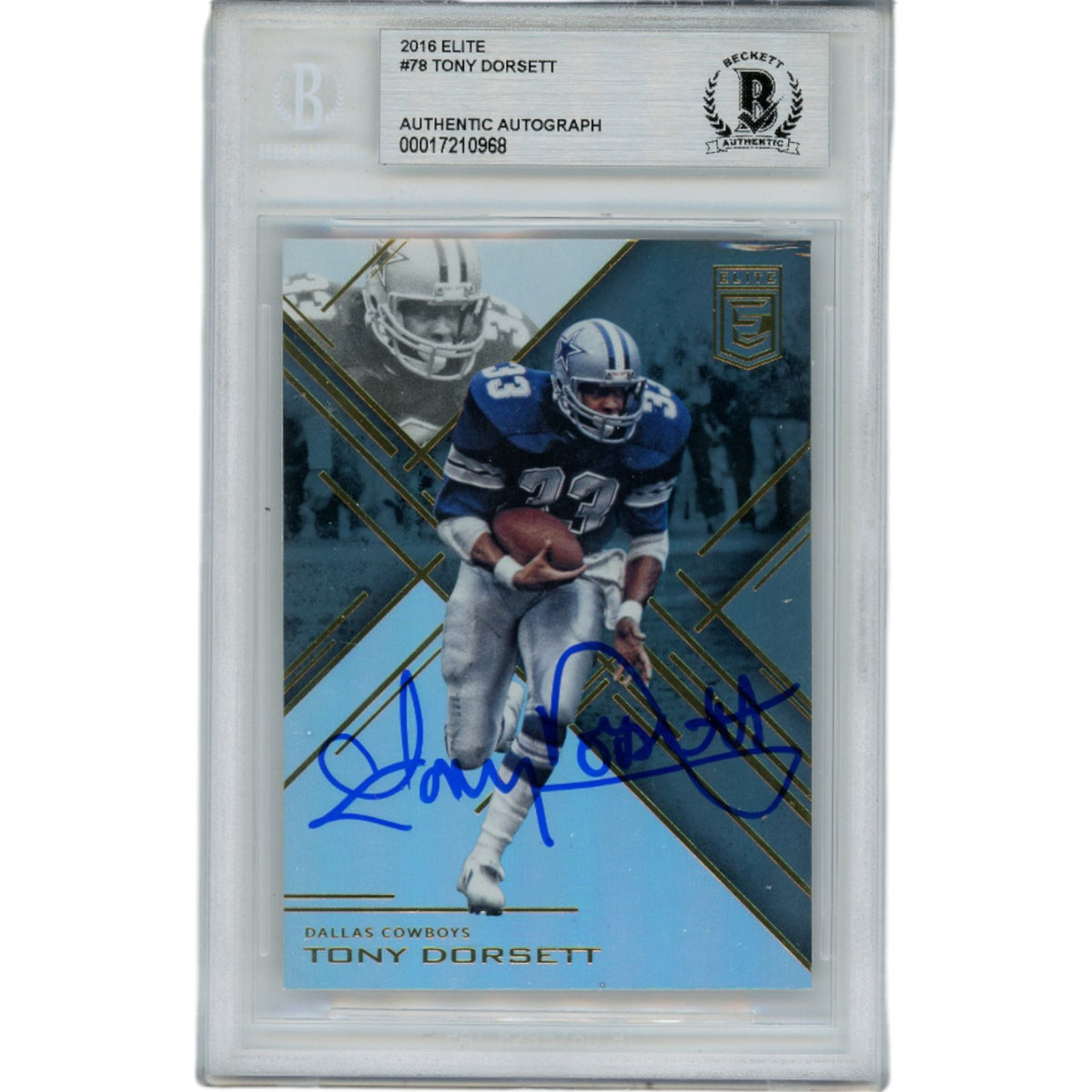 Tony Dorsett Dallas Cowboys Signed Card - 2016 Elite 78 Slabbed Beckett Beckett-Powers Sports Memorabilia