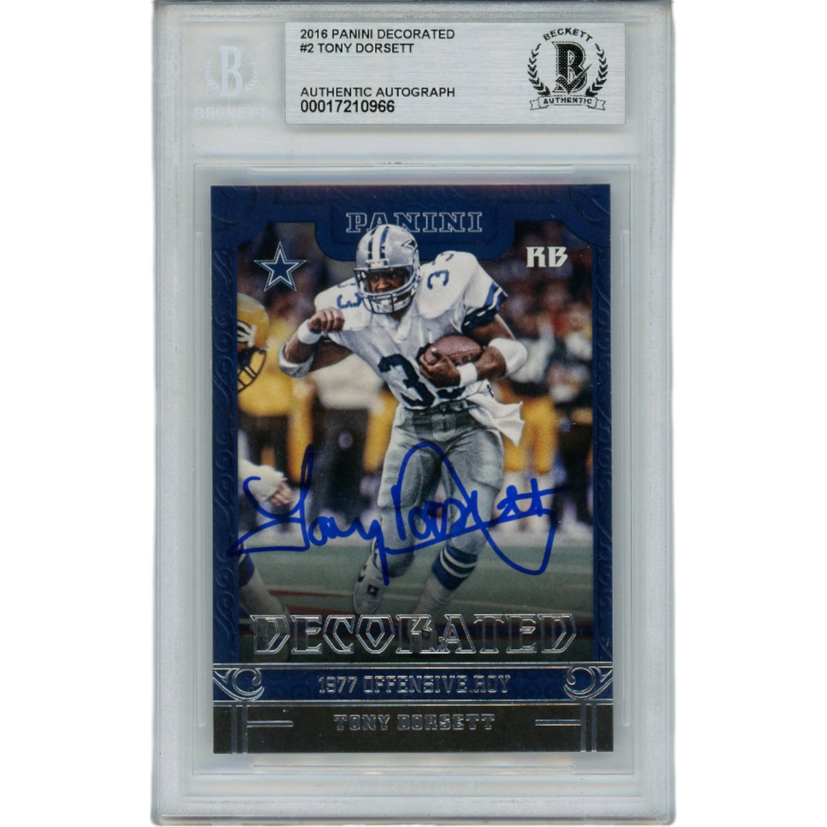 Tony Dorsett Dallas Cowboys Signed Card - 2016 Panini 2 Slabbed Beckett Beckett-Powers Sports Memorabilia