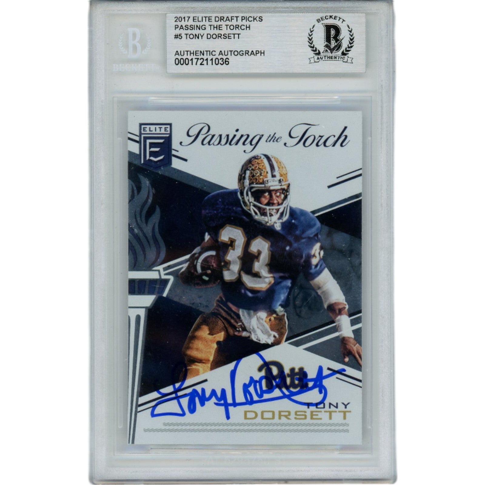 Tony Dorsett Pitt Panthers Signed Card - 2017 Donruss Elite 5 Slabbed Beckett-Powers Sports Memorabilia