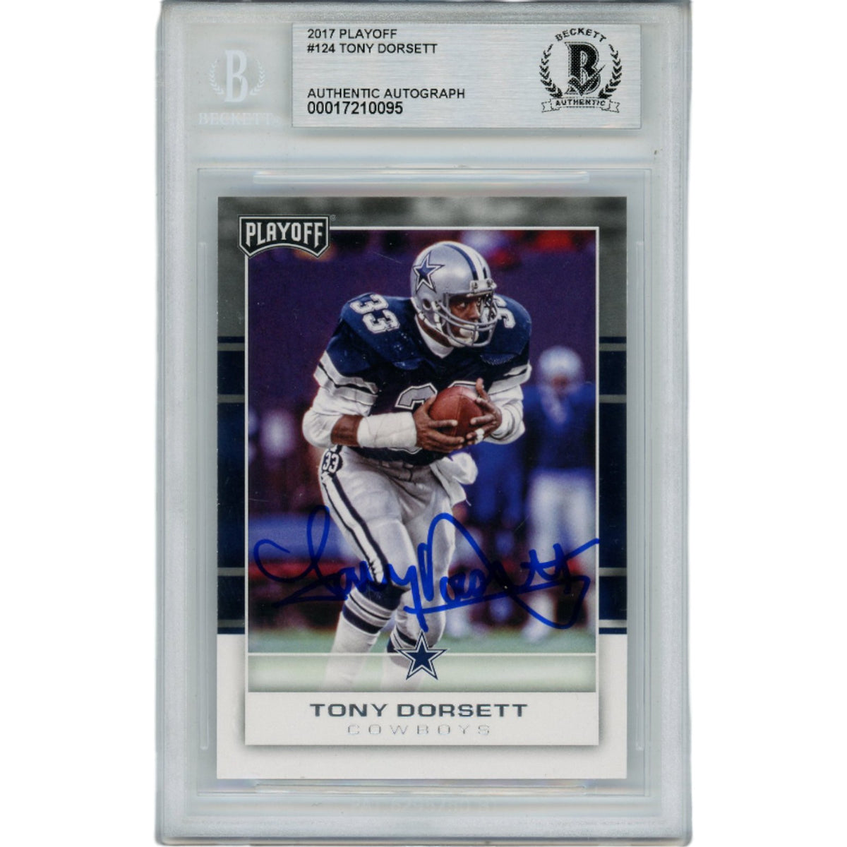 Tony Dorsett 2017 Playoff 124 Slabbed Trading Signed Card-Powers Sports Memorabilia