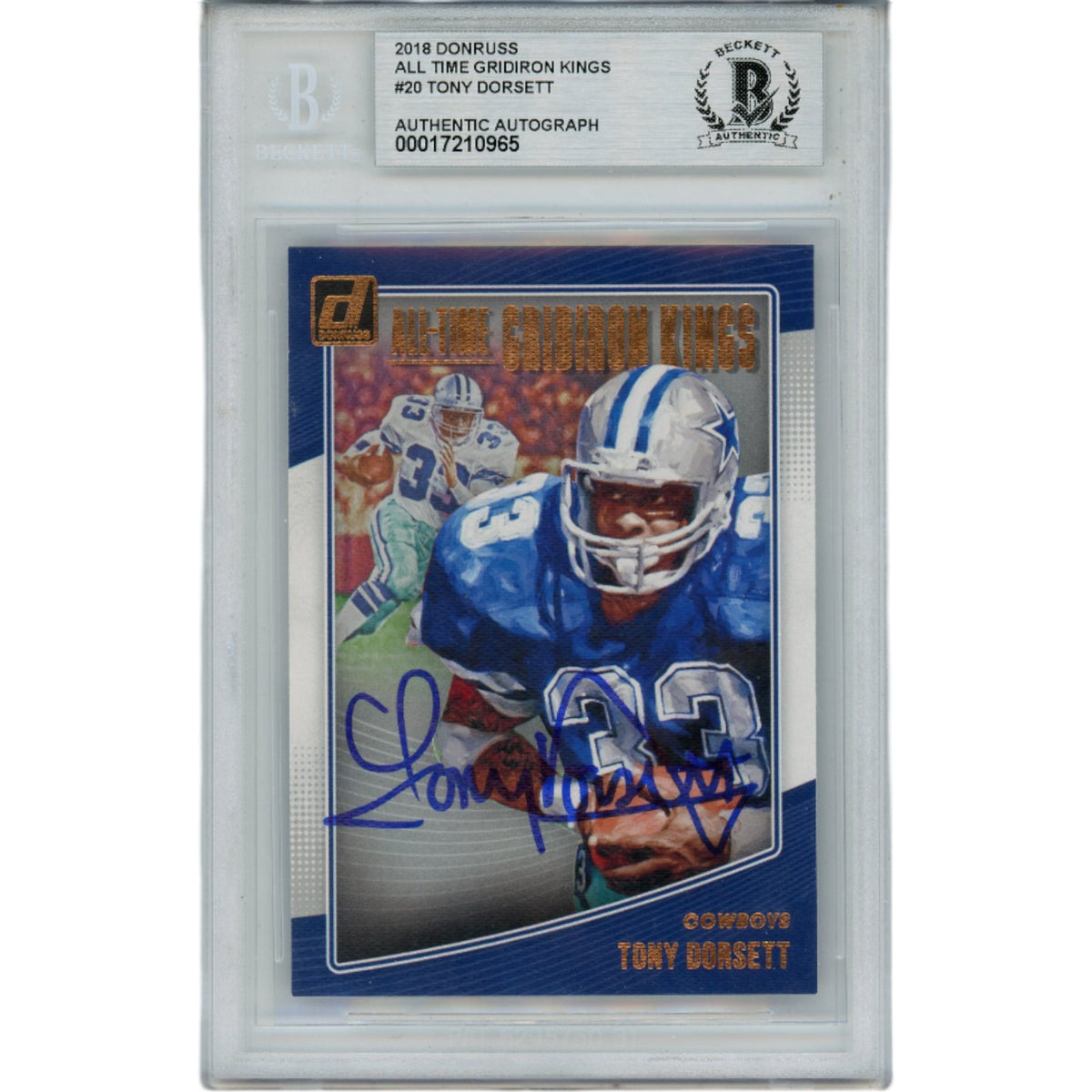 Tony Dorsett 2018 Donruss AGK 20 Slabbed Trading Signed Card-Powers Sports Memorabilia
