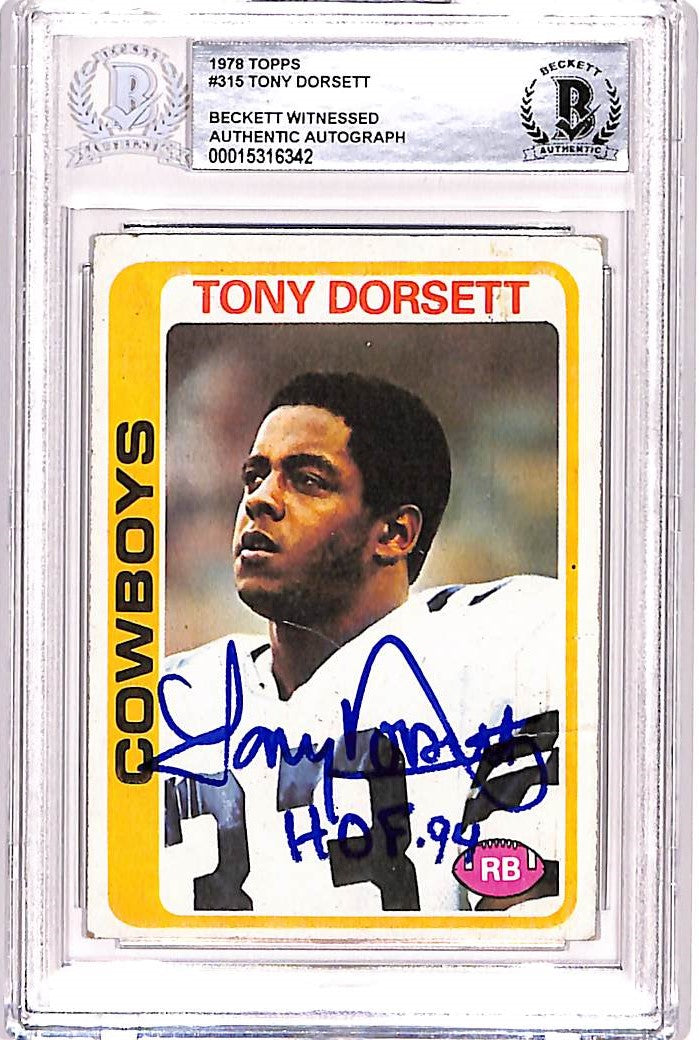 Tony Dorsett Dallas Cowboys Signed Card - 1978 Topps #315 HOF Beckett Beckett-Powers Sports Memorabilia