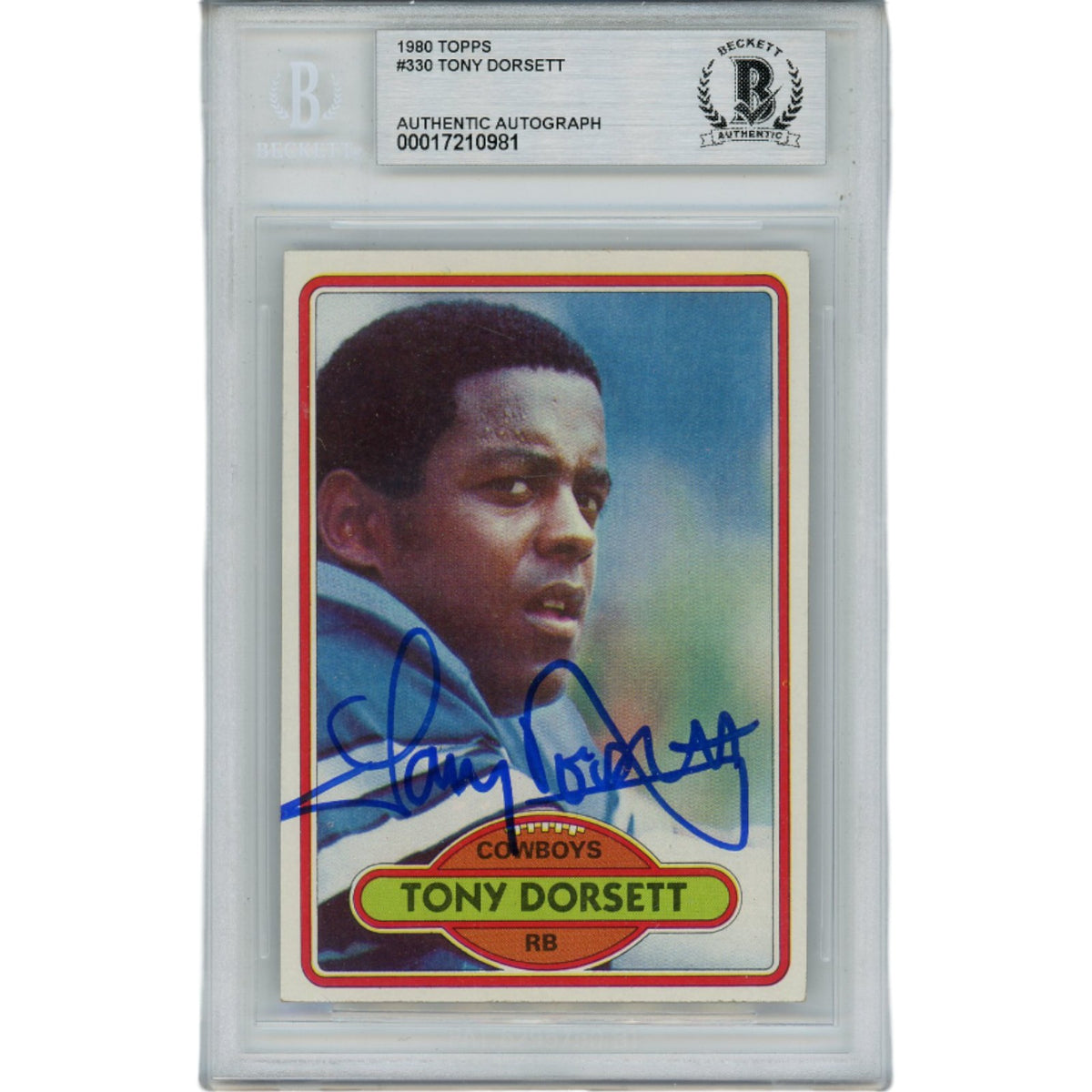 Tony Dorsett Dallas Cowboys Signed Card - 1980 Topps 330 Slabbed Beckett Beckett-Powers Sports Memorabilia