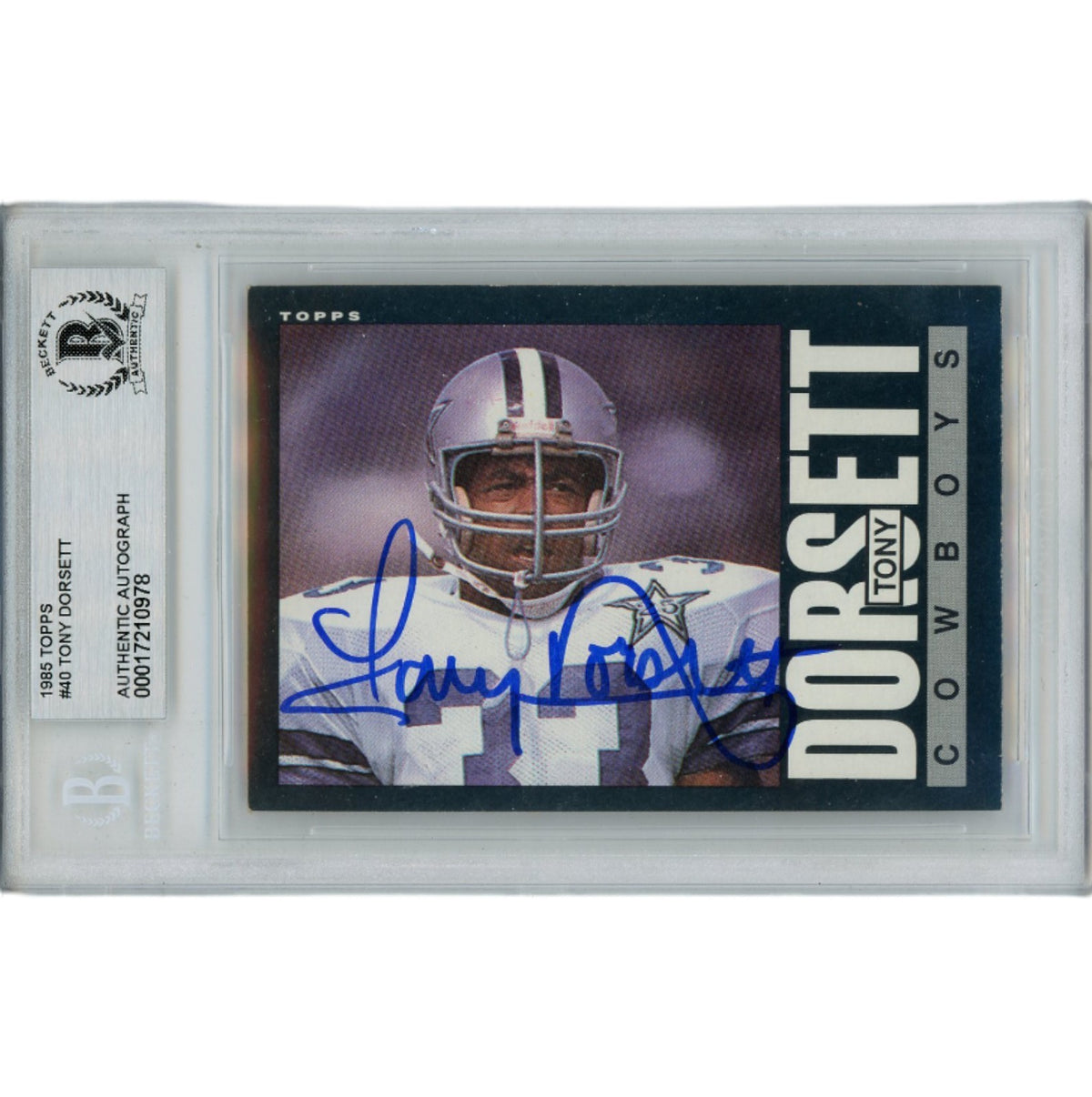 Tony Dorsett Dallas Cowboys Signed Card - 1985 Topps 40 Slabbed Beckett Beckett-Powers Sports Memorabilia