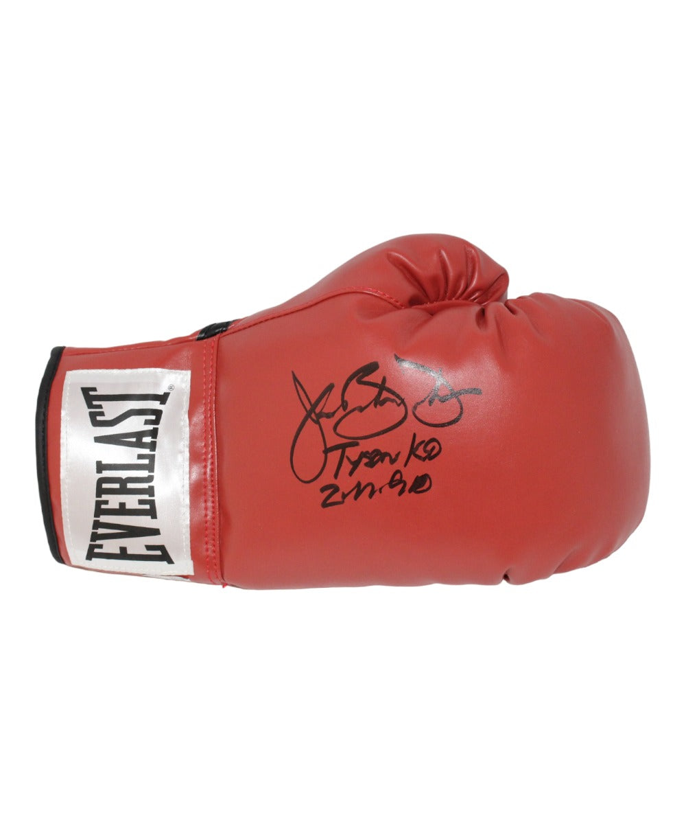 Buster Douglas Red Left Signed Boxing Glove Inscription. – Beckett Authenticated-Powers Sports Memorabilia