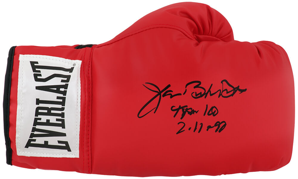 James Buster Douglas Autographed Everlast Red Boxing Glove with Tyson KO & Date-Powers Sports Memorabilia